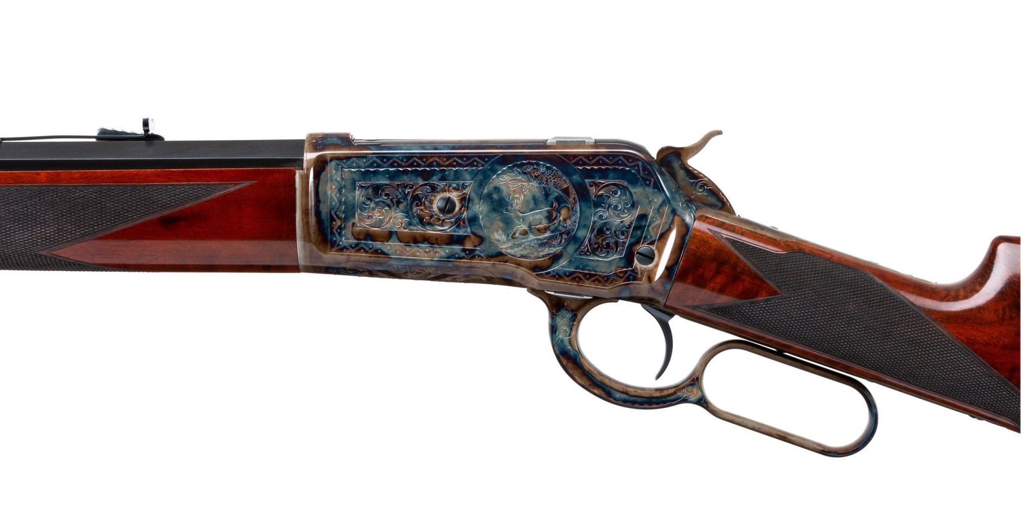 New build Turnbull Model 1886 lever action rifle in 45-70 with color case hardened and engraved receiver