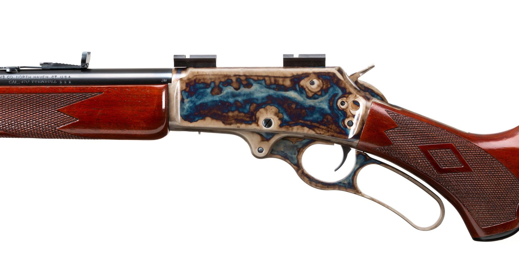Photo of Turnbull Finished Marlin 1895 in .470 Turnbull featuring color case hardened action and rust blued barrel
