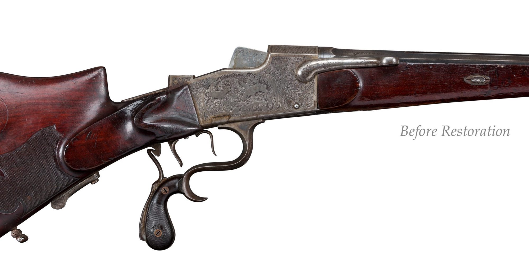 German gun, originally manufactured in the 1920s, before restoration by Turnbull Restoration