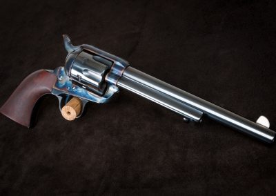 Photo of a Uberti Single Action Army revolver, with color case hardened frame by Turnbull Restoration