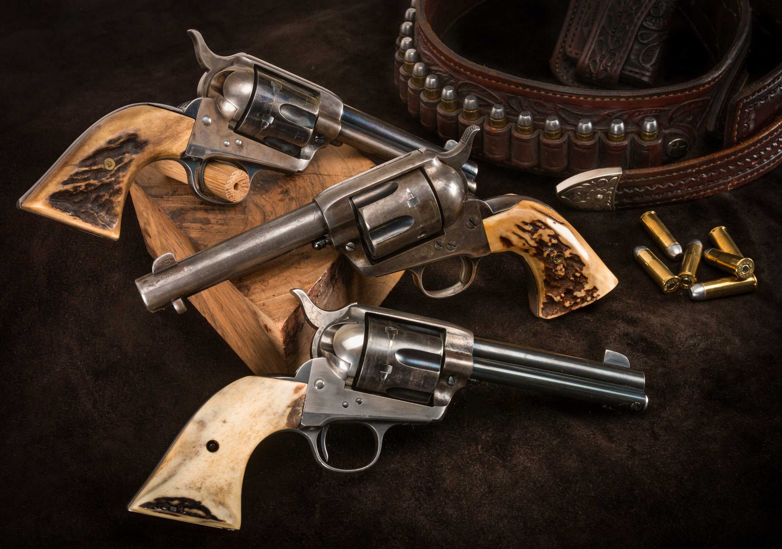 Photo of Colt single action army revolver collection in original condition, as previously sold by Turnbull Restoration