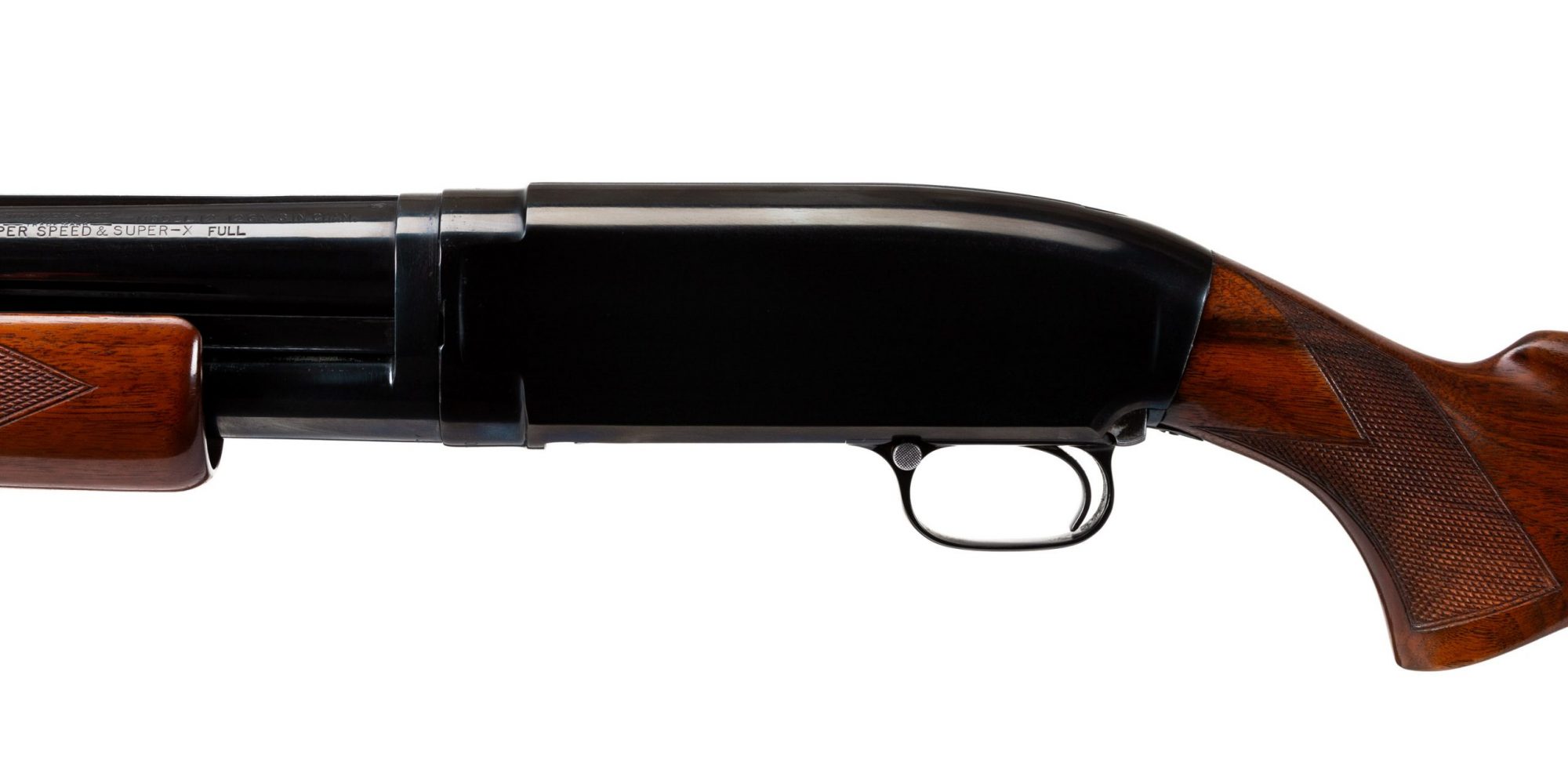 Photo of a pre-owned Winchester Model 12 pump action 12 gauge shotgun, sold as-is by Turnbull Restoration