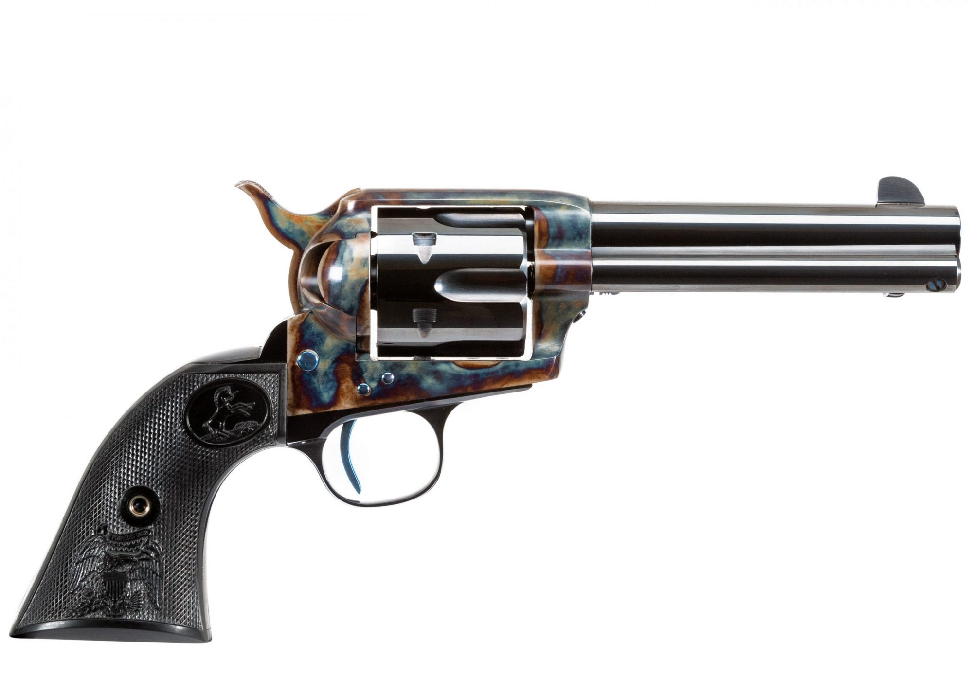 Photo of a restored Colt Frontier Six Shooter Single Action, featuring period-correct metal finishes by Turnbull Restoration