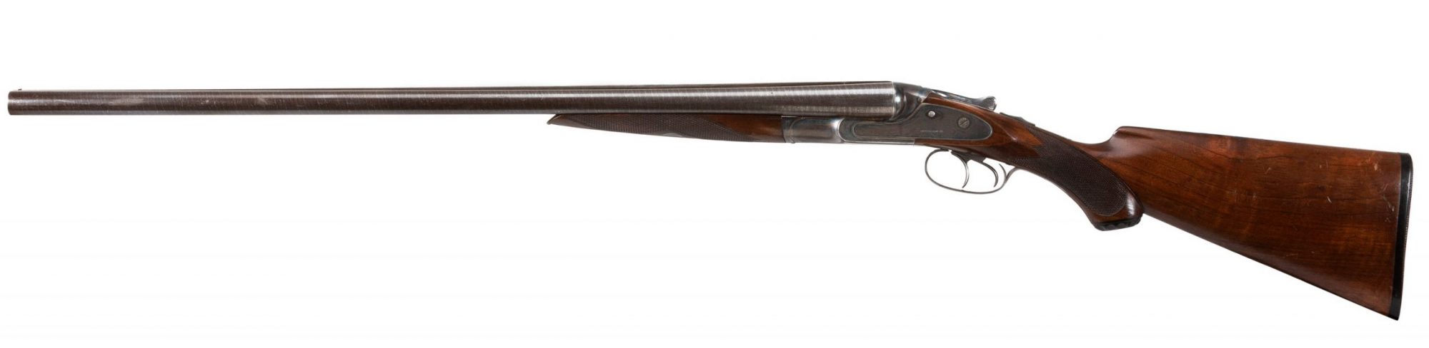 Photo of a pre-owned Lefever G Grade 12 gauge side by side shotgun, being sold as-is by Turnbull Restoration of Bloomfield, New York