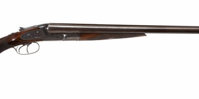 Photo of a pre-owned Lefever G Grade 12 gauge side by side shotgun, being sold as-is by Turnbull Restoration of Bloomfield, New York