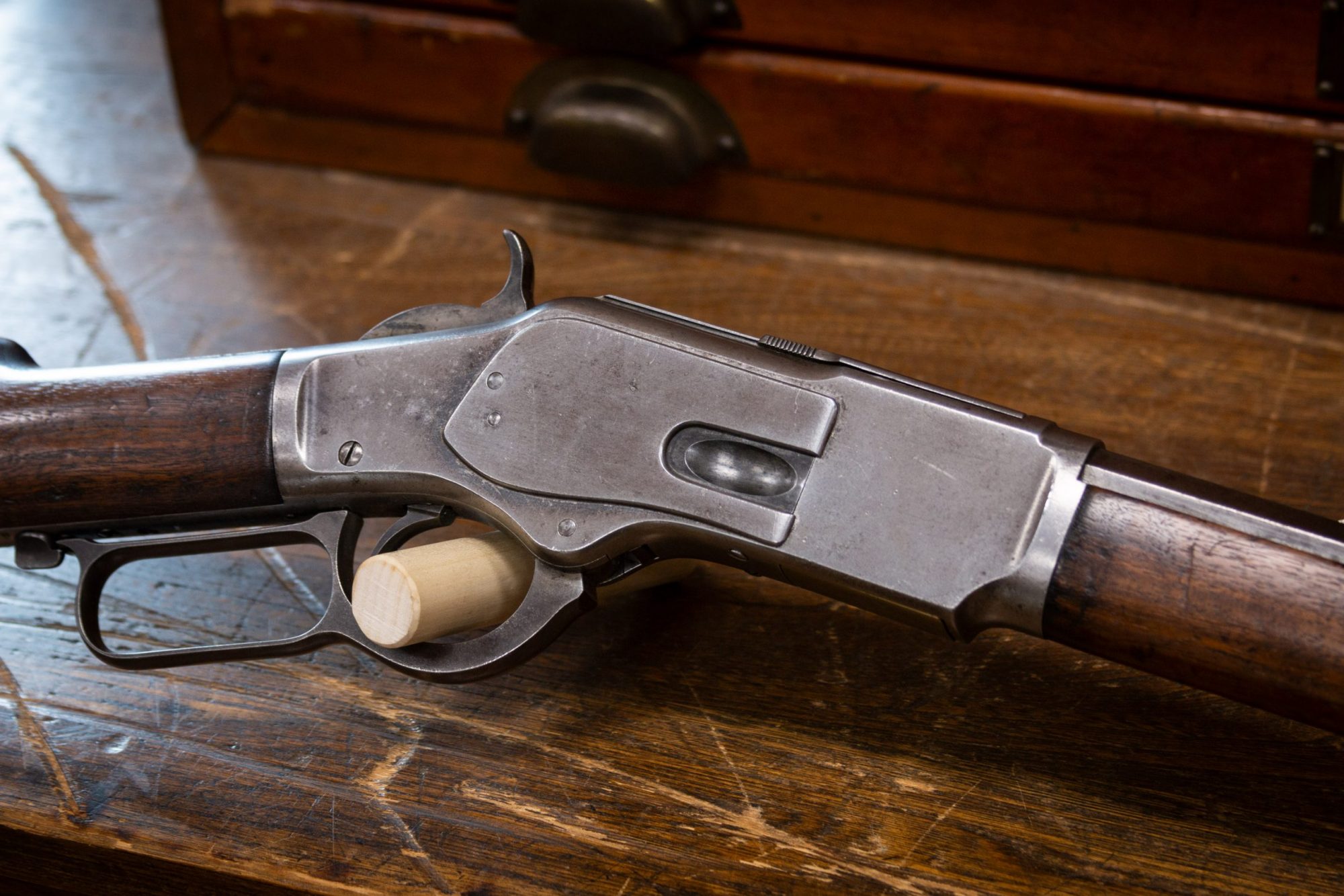 Photo of an antique Winchester Model 1873 from 1887, as sold by Turnbull Restoration in Bloomfield, NY