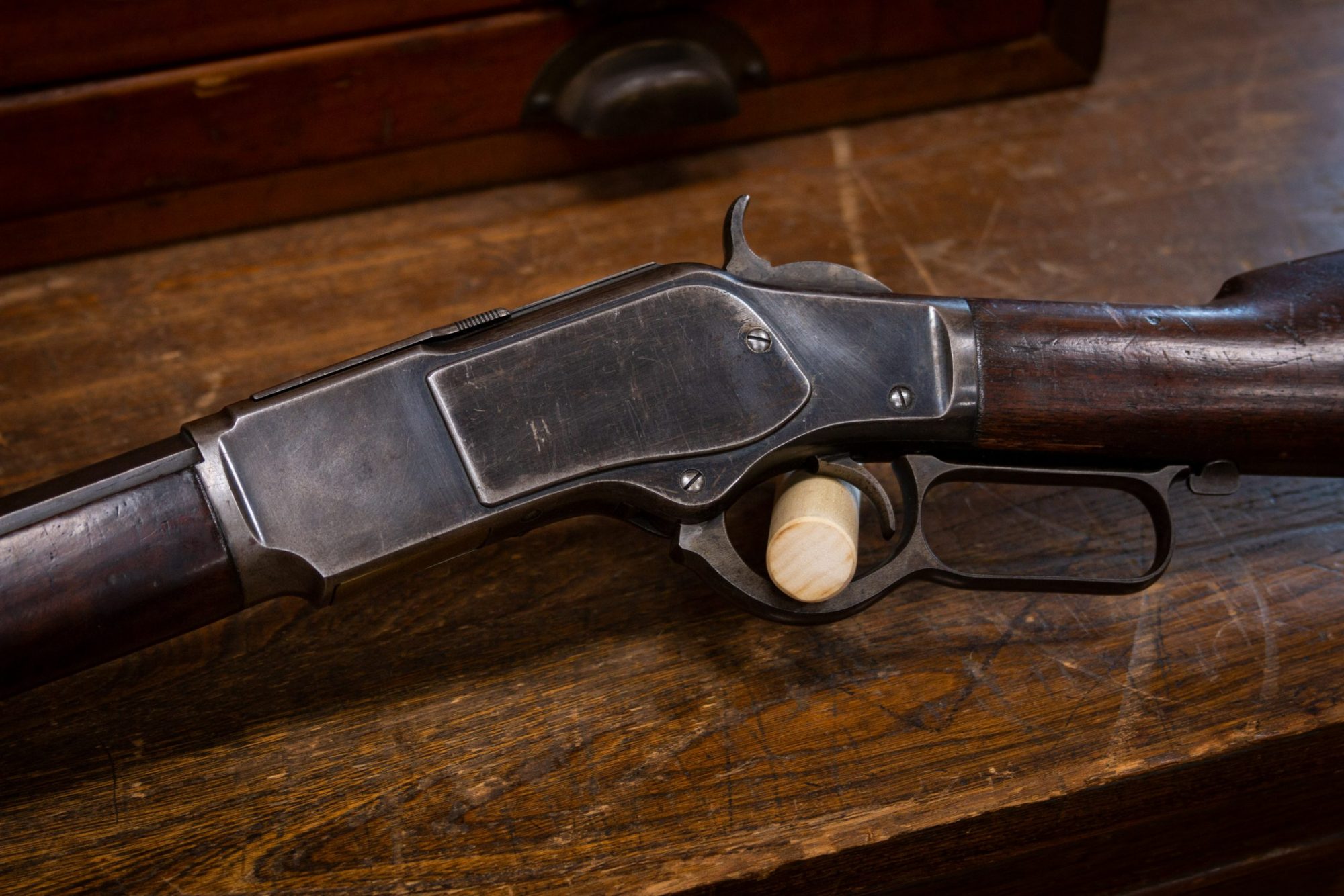Photo of an antique Winchester Model 1873 from 1891, as sold by Turnbull Restoration in Bloomfield, NY