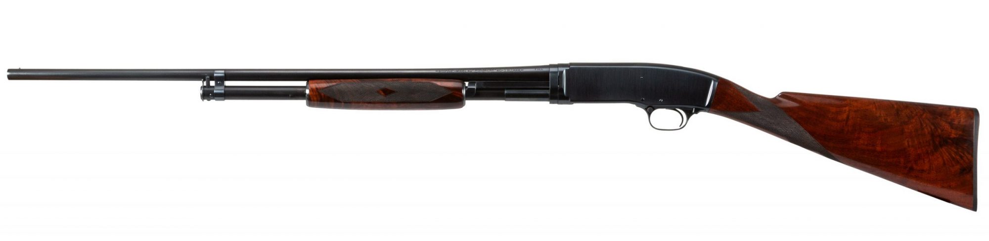 Photo of a Winchester Model 42, restored by Turnbull Restoration and featuring all period-correct finishes including charcoal bluing