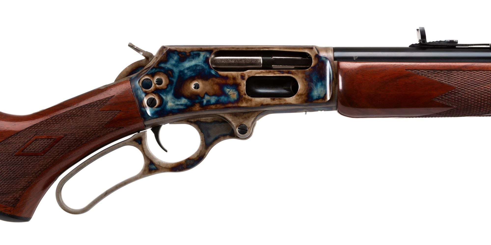 Photo of a Turnbull Finished Marlin 1895, featuring bone charcoal color case hardening