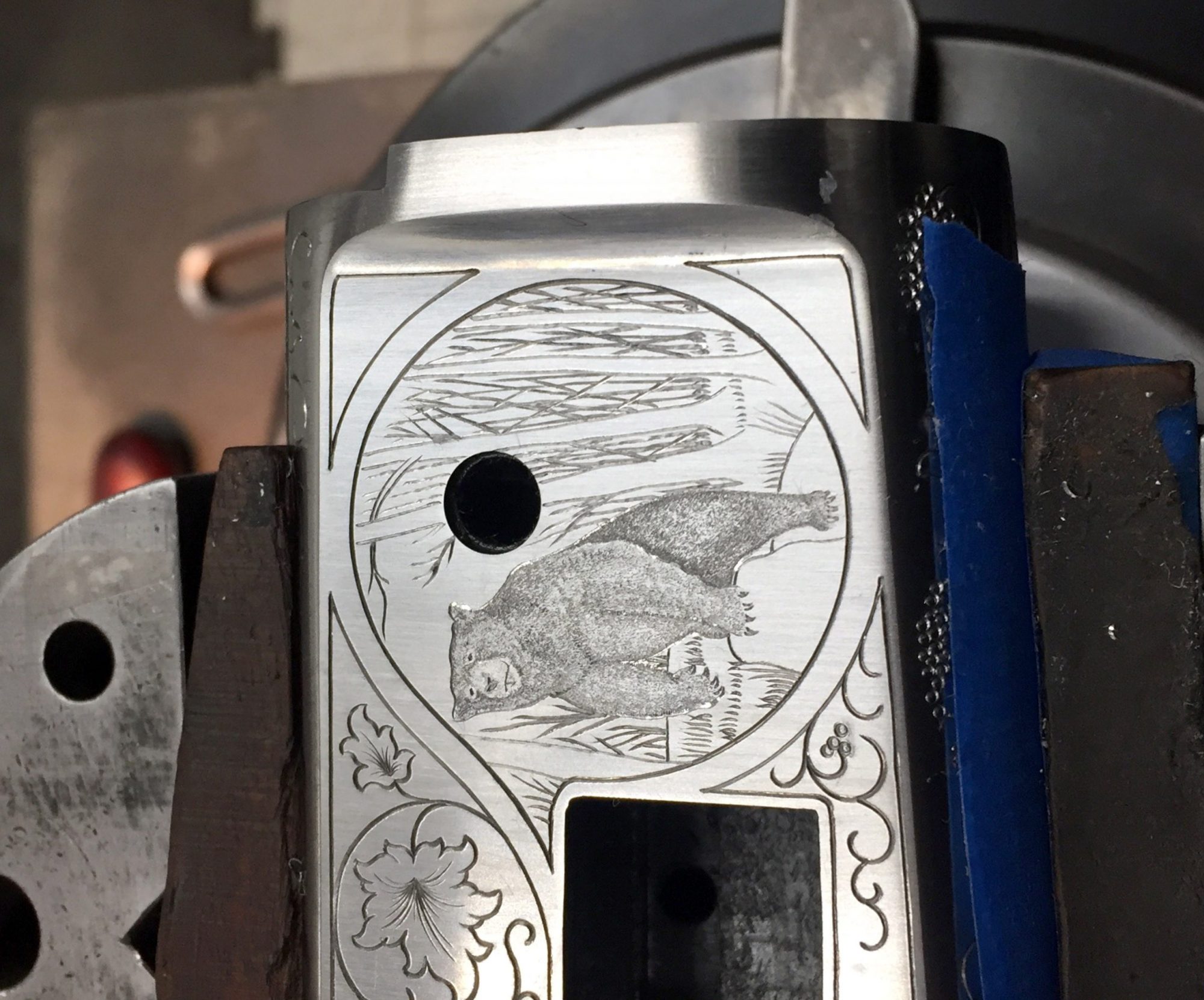 Photo of custom engraving on a Winchester Model 71 receiver