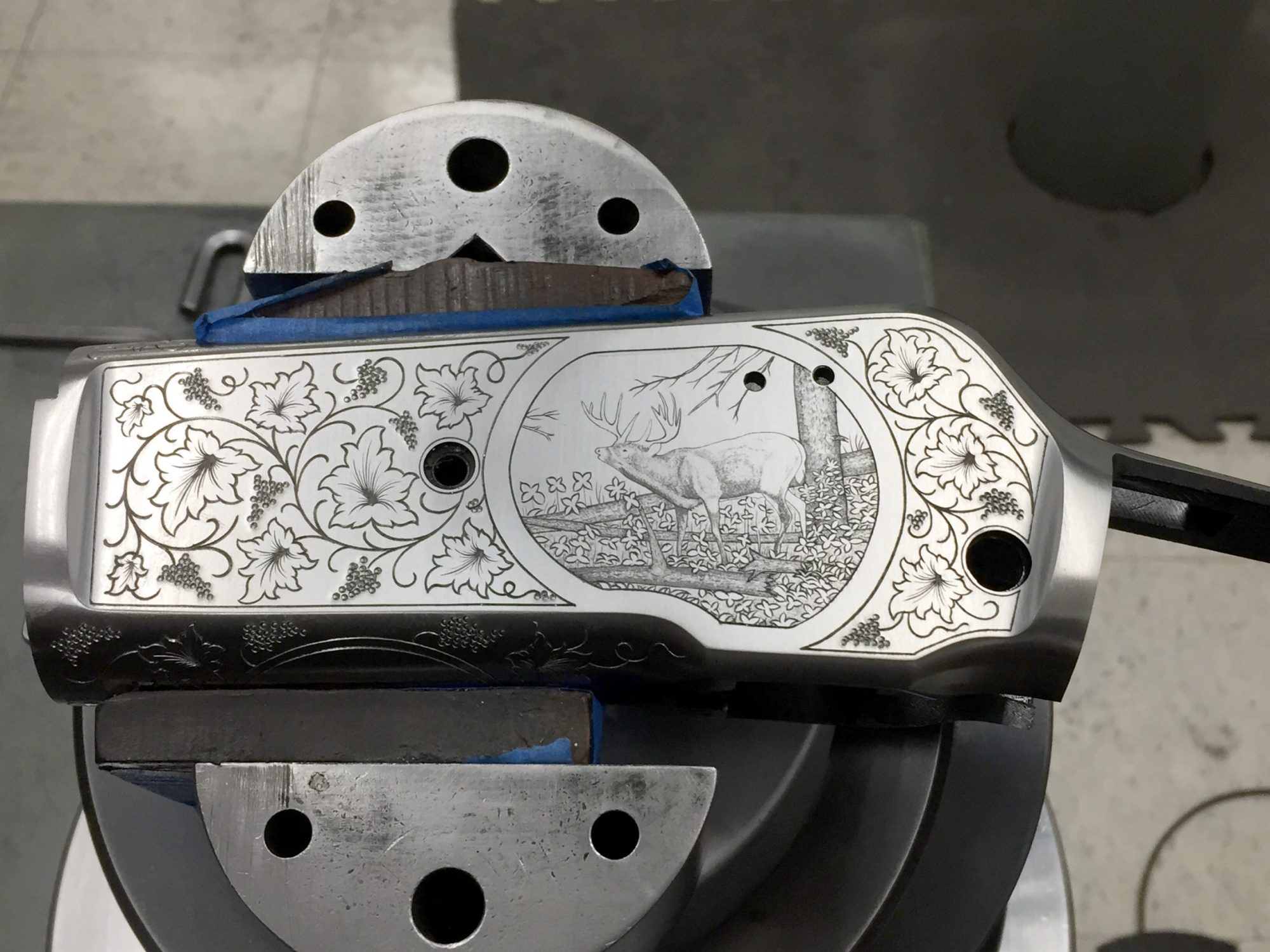 Photo of custom engraving on a Winchester Model 71 receiver