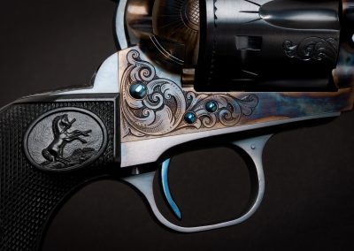 Photo of a Colt Third Generation SAA Revolver, featuring engraving and restoration grade metal finishes by Turnbull Restoration of Bloomfield, NY