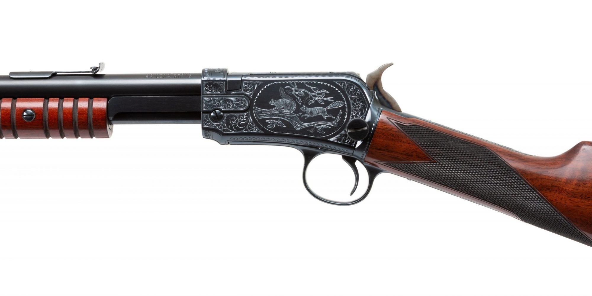 Photo of a restored engraved Winchester Model 1906 rifle by Turnbull Restoration of Bloomfield, NY