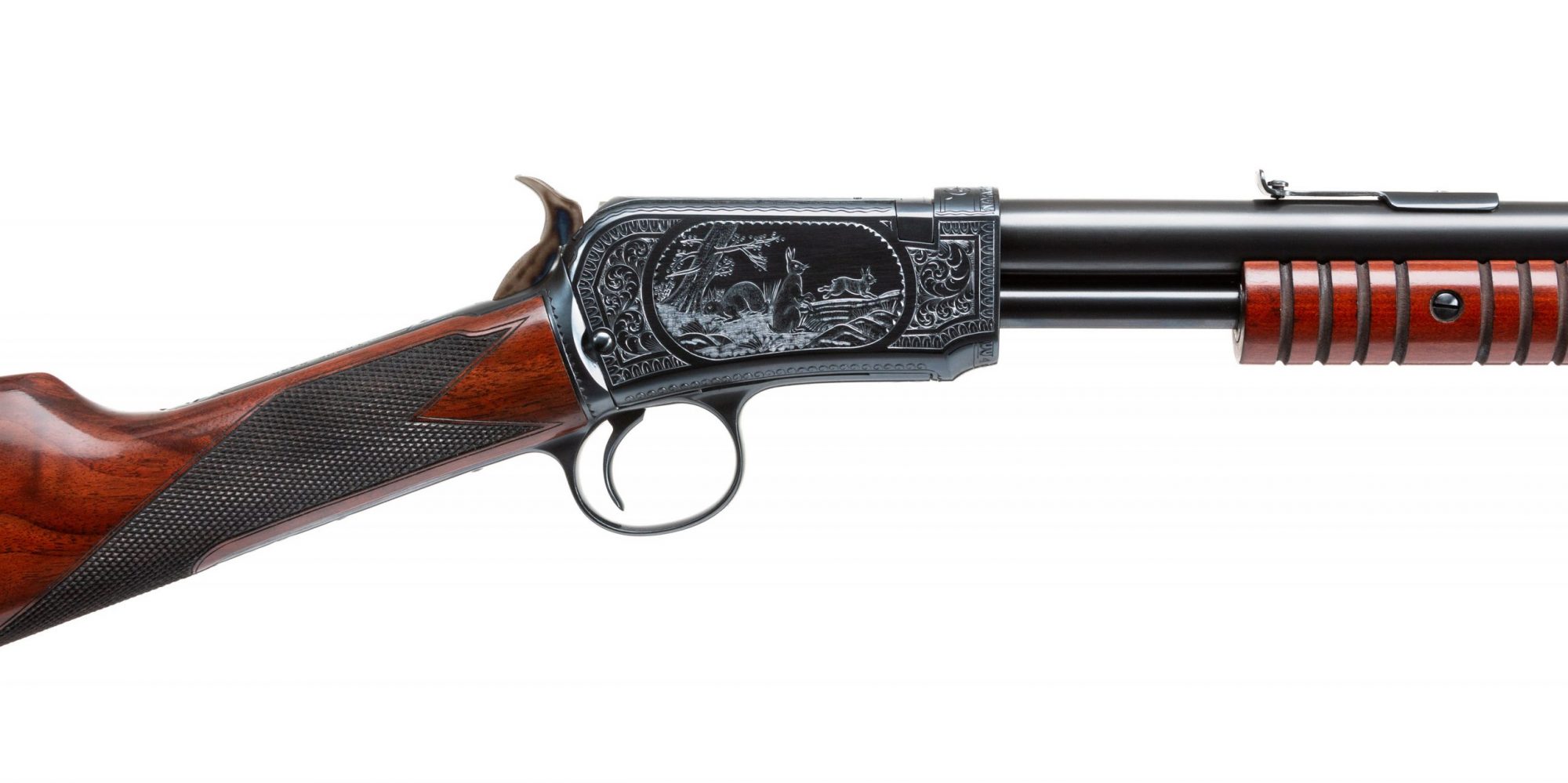 Photo of a restored engraved Winchester Model 1906 rifle by Turnbull Restoration of Bloomfield, NY