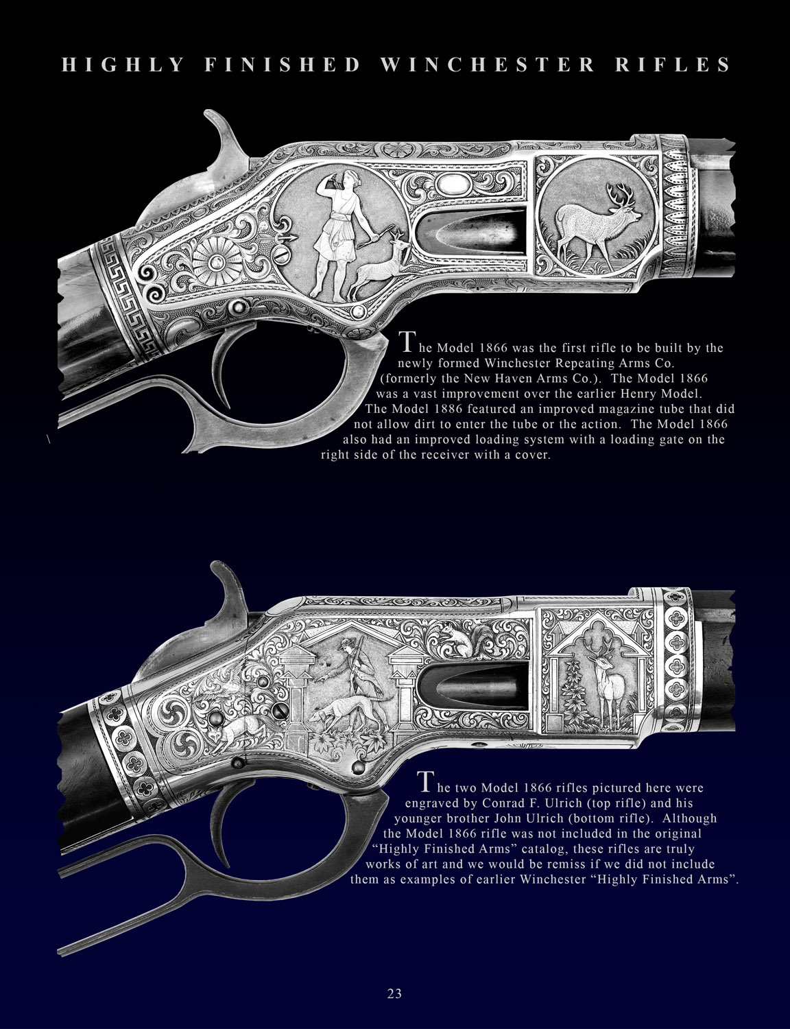 Page from the Winchester Highly Finished Firearms catalog, by Turnbull Restoration of Bloomfield, NY
