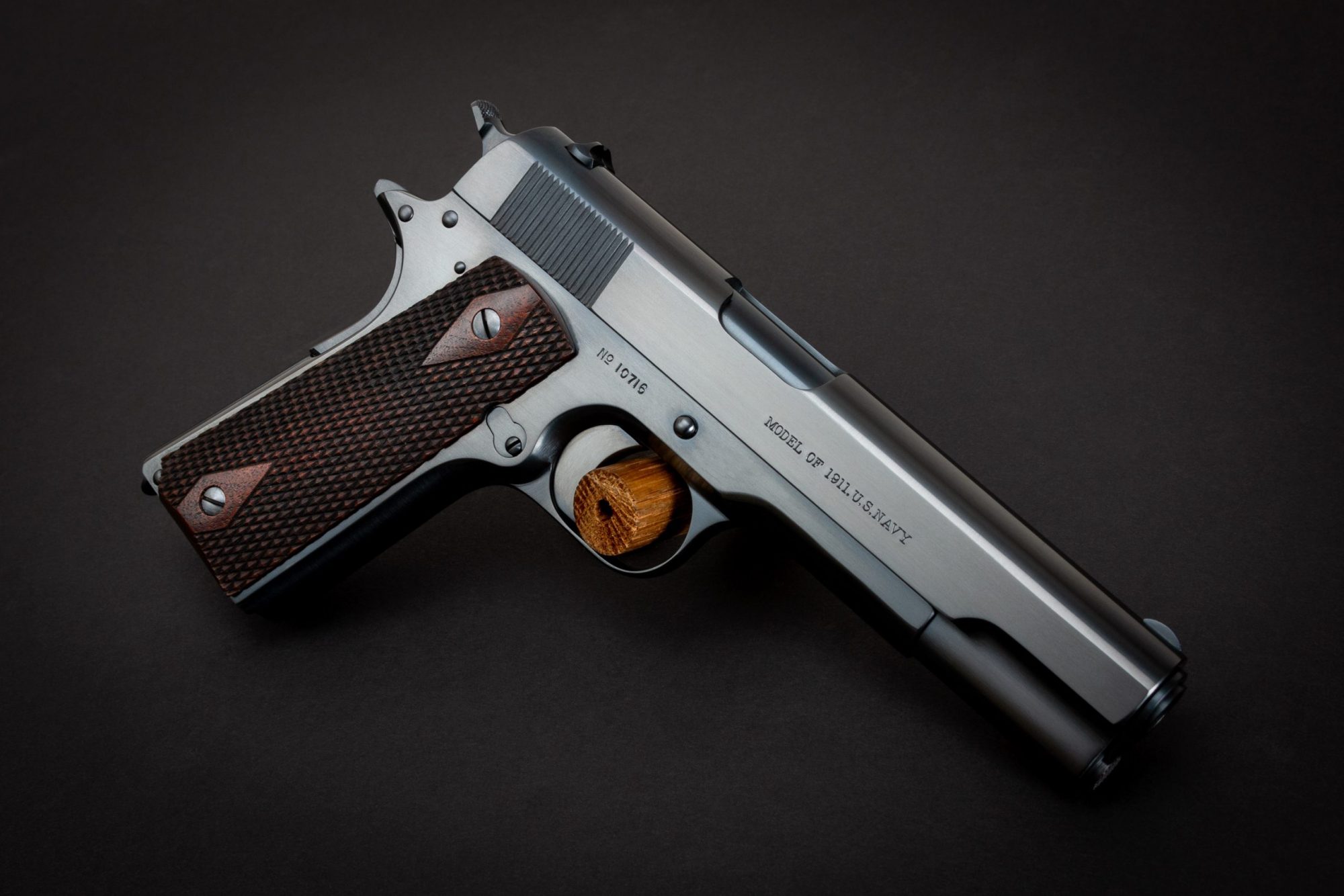 Photo of a restored Colt Model 1911 from 1912, restored by Turnbull Restoration of Bloomfield, NY
