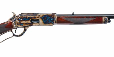 Photo of a restored Winchester 1876 Second Model from 1881, featuring bone charcoal color case hardening and other period-correct finishes, by Turnbull Restoration of Bloomfield, NY