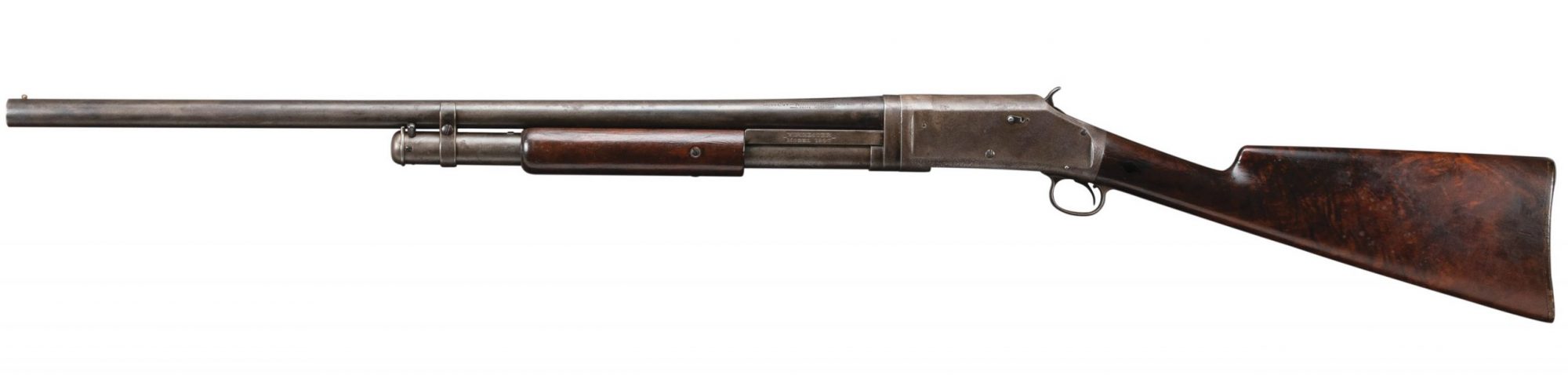 Photo of a restored Winchester Model 1897 shotgun, before restoration work by Turnbull Restoration of Bloomfield NY