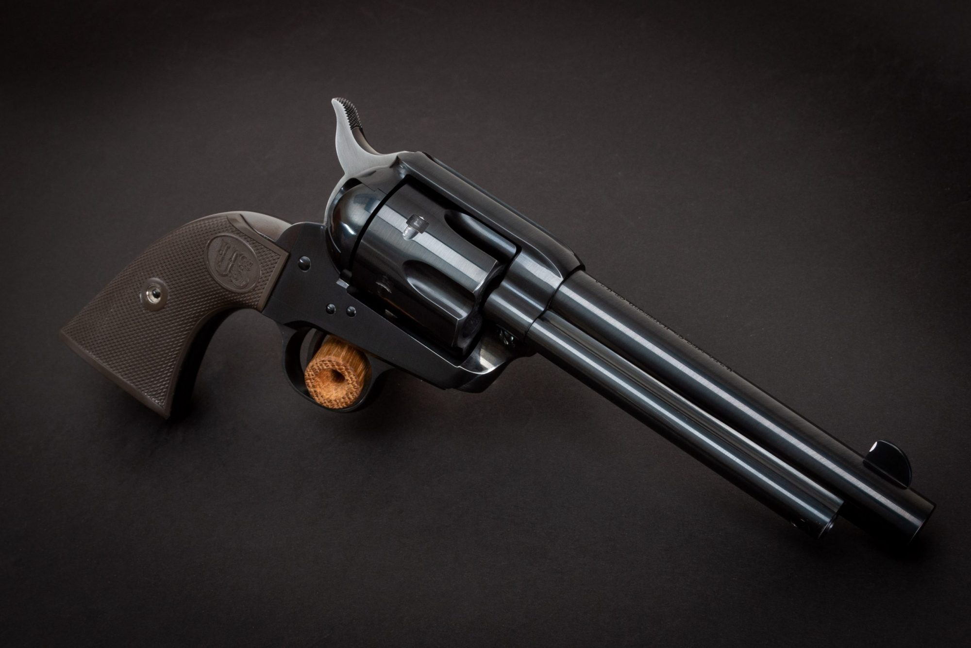 Photo of a U.S. Fire Arms (USFA) Single Action Army (SAA) Revolver featuring USFA Dome Blue finish by Turnbull Restoration of Bloomfield, NY