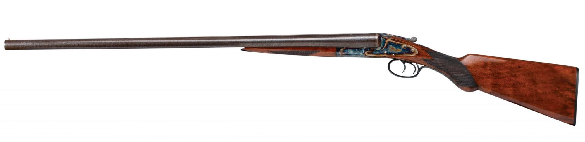 Photo of a restored L.C. Smith 12 gauge shotgun, after restoration work by Turnbull Restoration of Bloomfield NY