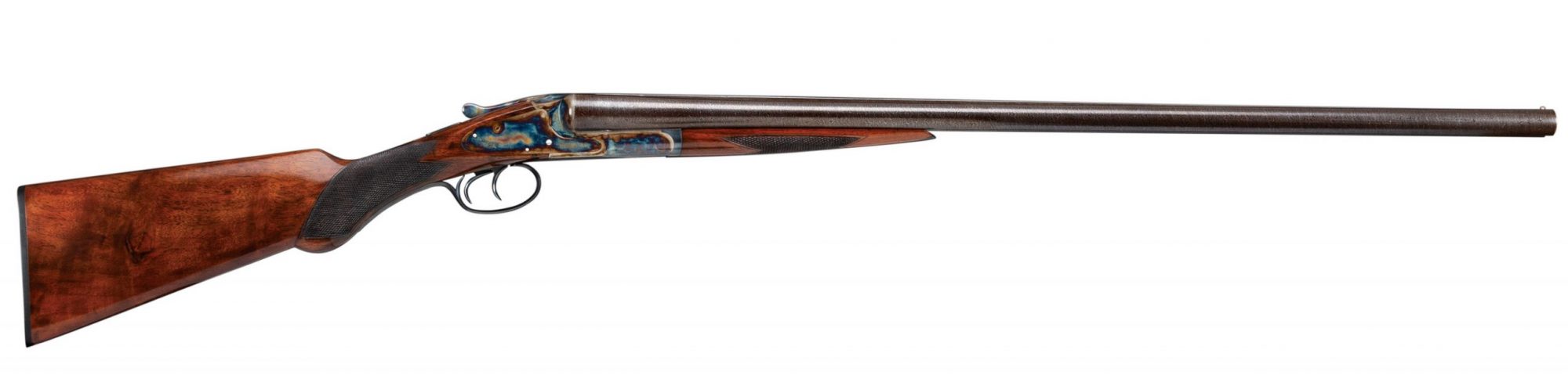Photo of a restored L.C. Smith 12 gauge shotgun, after restoration work by Turnbull Restoration of Bloomfield NY