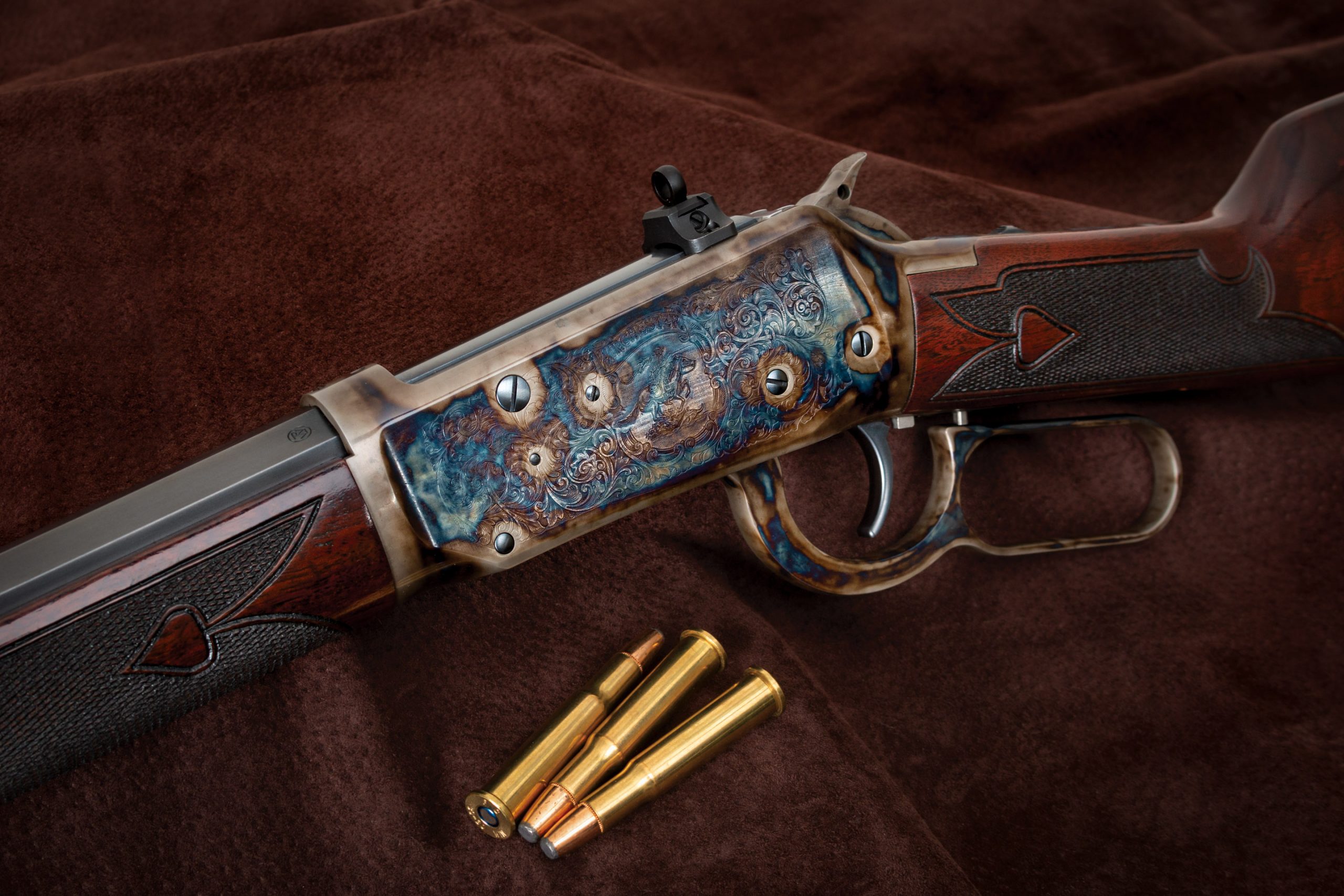 Photo of a modern production Winchester 1894 that has been refinished with restoration-grade finishes and techniques by Turnbull Restoration