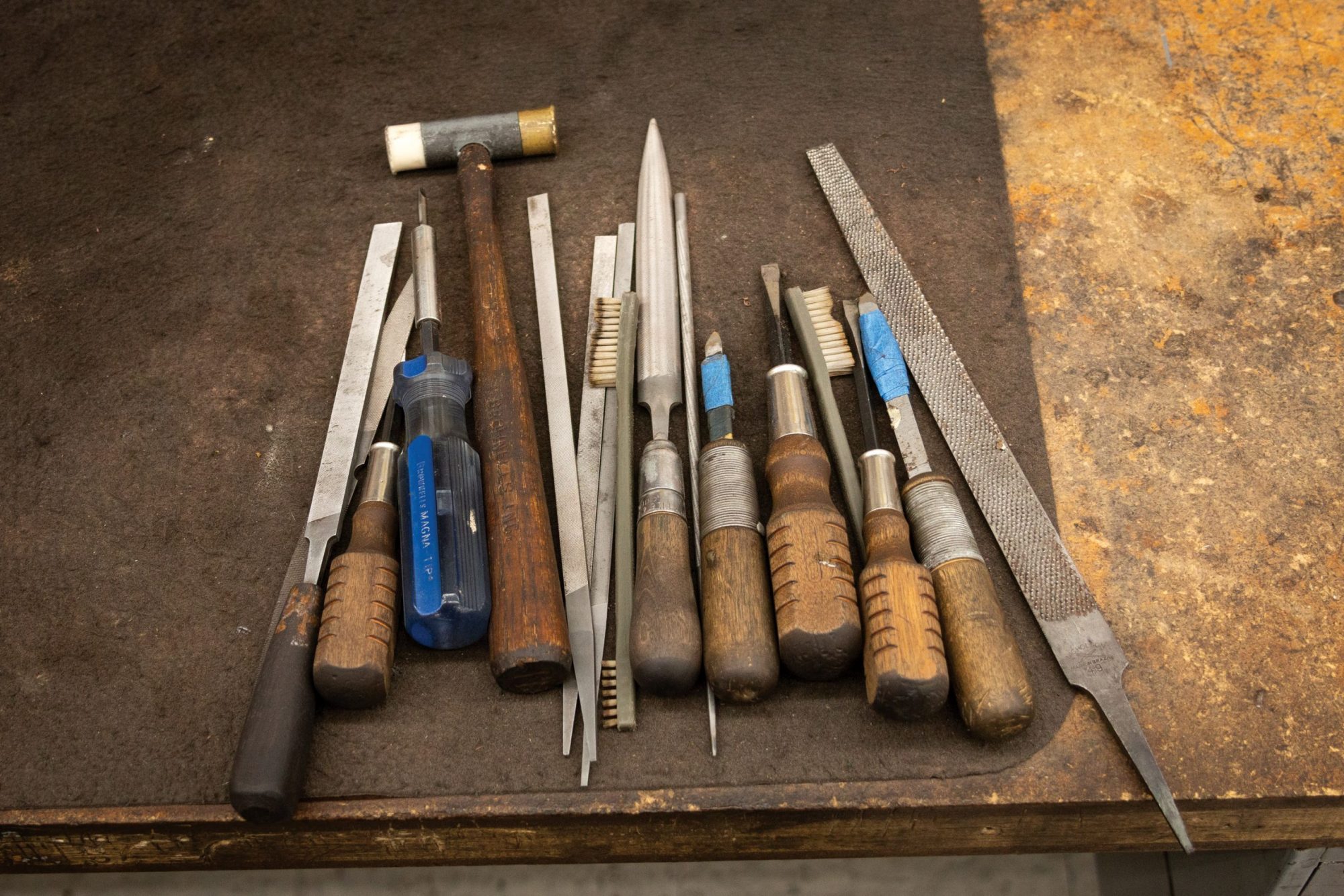 Photo of a Parker DHE side by side shotgun, during restoration by Turnbull Restoration Co. of Bloomfield, NY