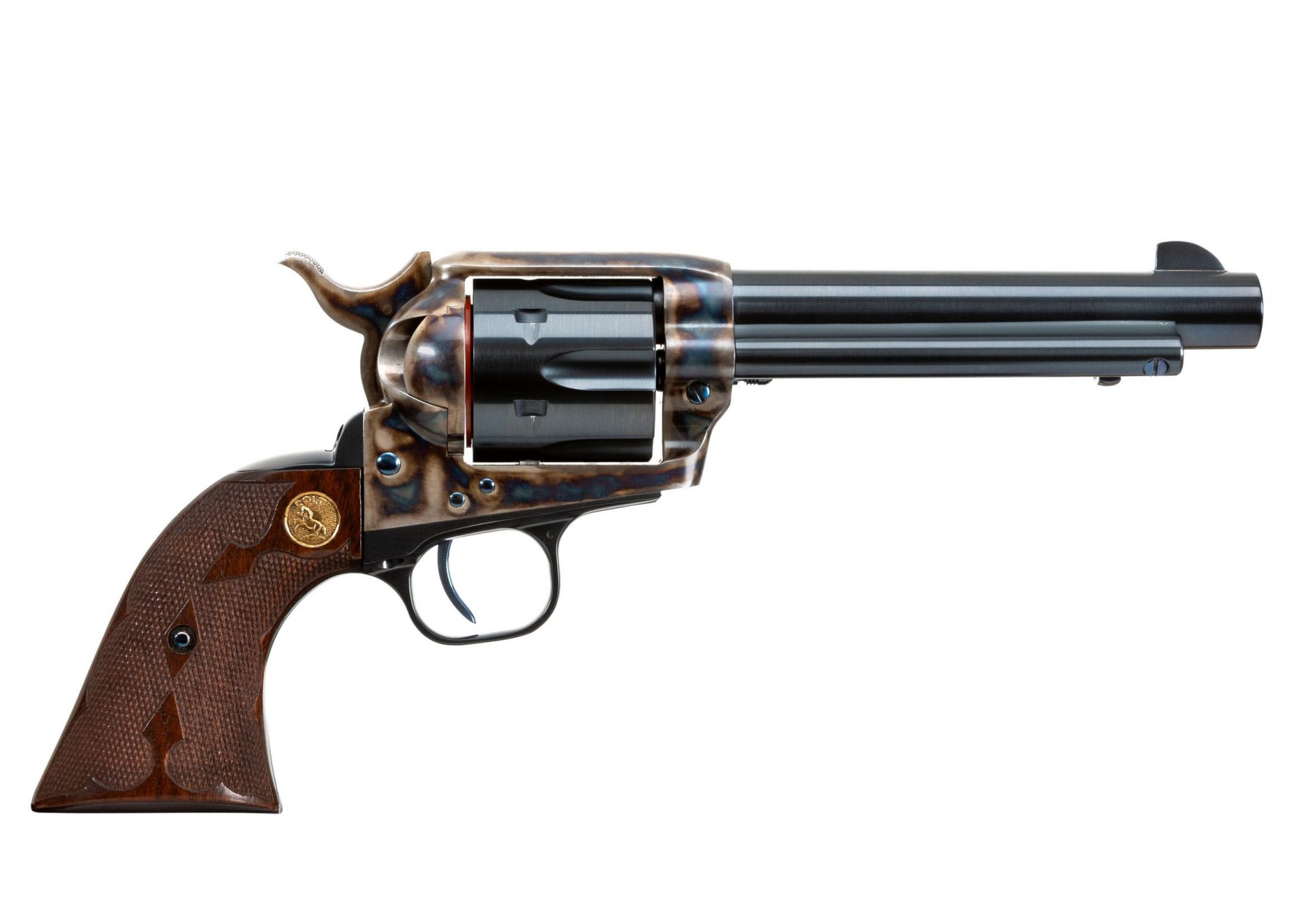 Photo of a SASS Third-Generation Colt SAA, featuring restoration-grade metal finishes by Turnbull Restoration of Bloomfield, NY