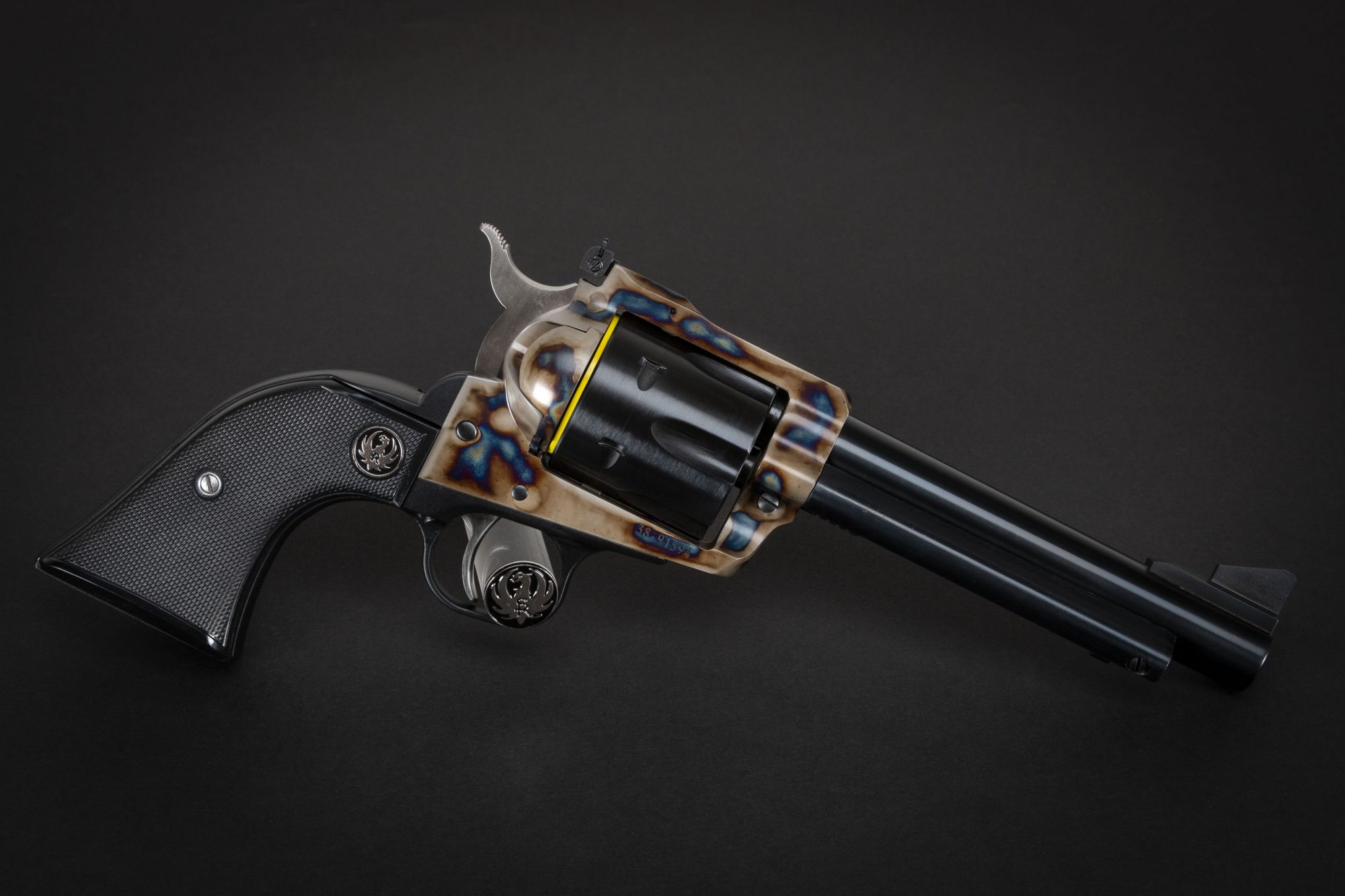 Photo of a Ruger New Model Blackhawk single action revolver, featuring restoration-grade metal finishes by Turnbull Restoration of Bloomfield, NY