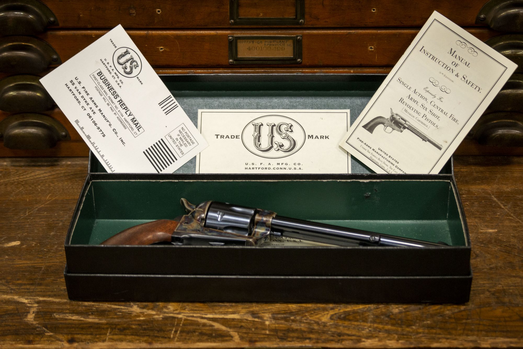 Photo of a U.S. Fire Arms Henry Nettleton SAA, featuring bone charcoal color case hardening by Turnbull Restoration of Bloomfield, NY
