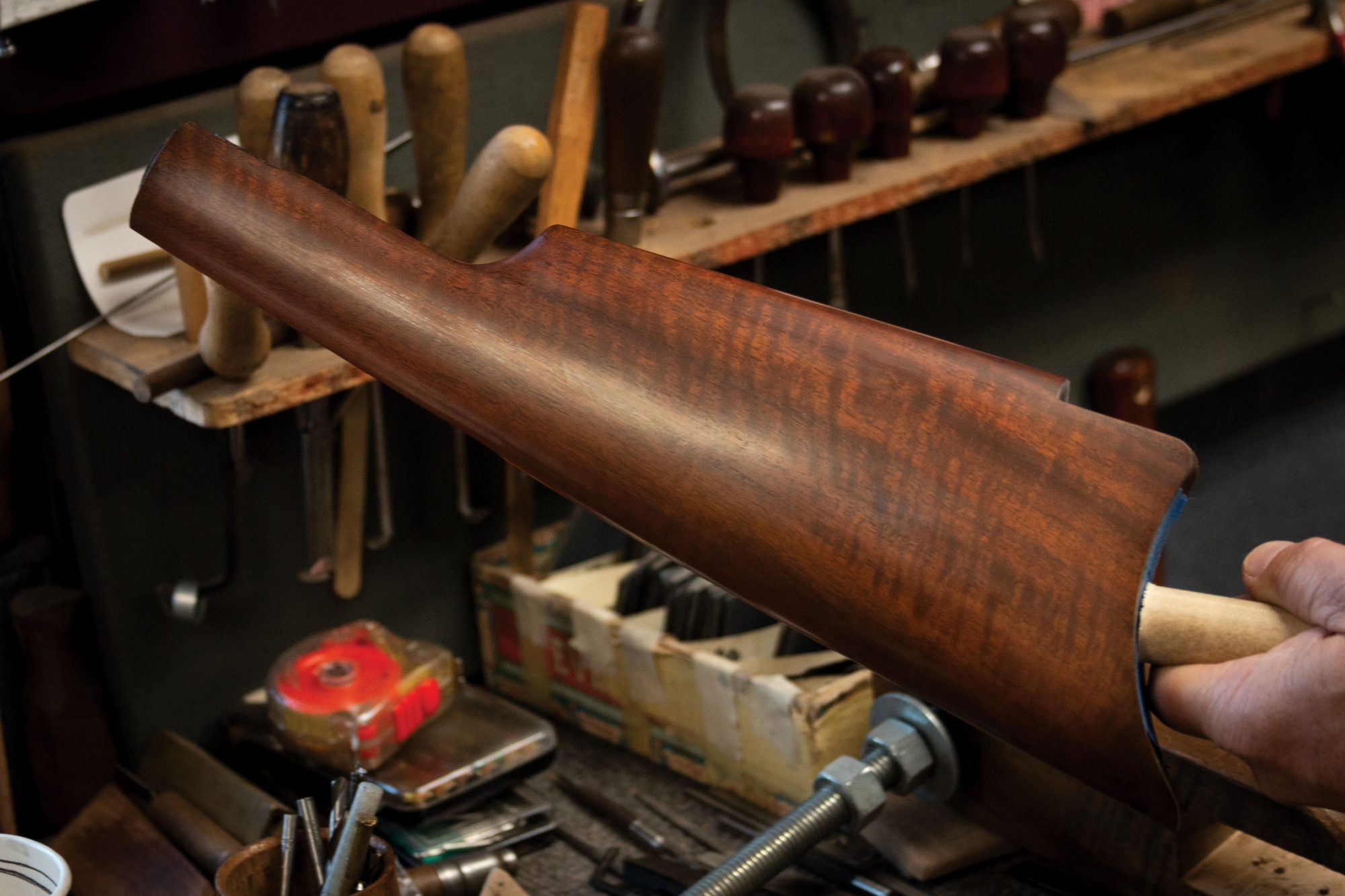 Photo of a Winchester Model 1886 from 1891, during restoration work performed by Turnbull Restoration of Bloomfield, NY