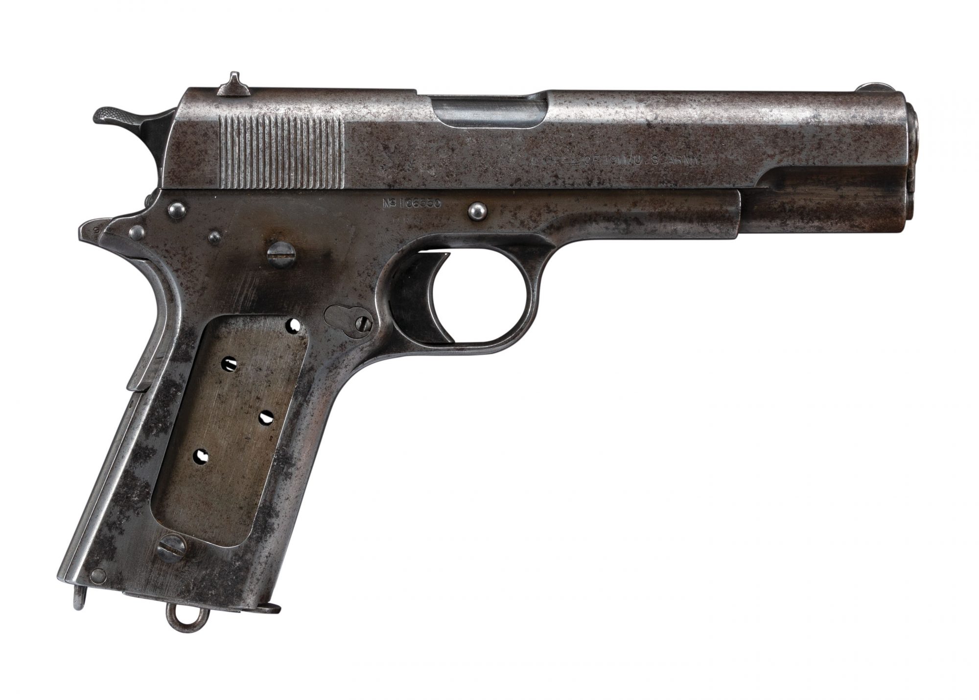 Photo of a Springfield Armory Model 1911 from 1914, before restoration work performed by Turnbull Restoration of Bloomfield, NY
