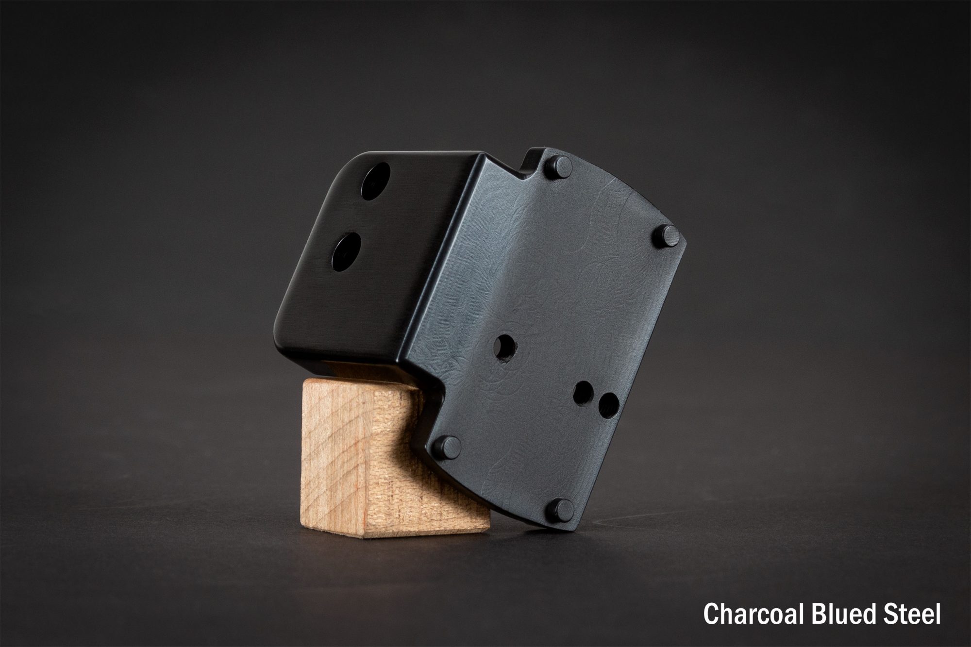 Photo of a red dot mount for Vortex Venom, Burris FastFire 3, and other red dot reflex sights, made for Winchester Model 71 and Model 1886 lever action rifle receivers by Turnbull Restoration in charcoal blued steel