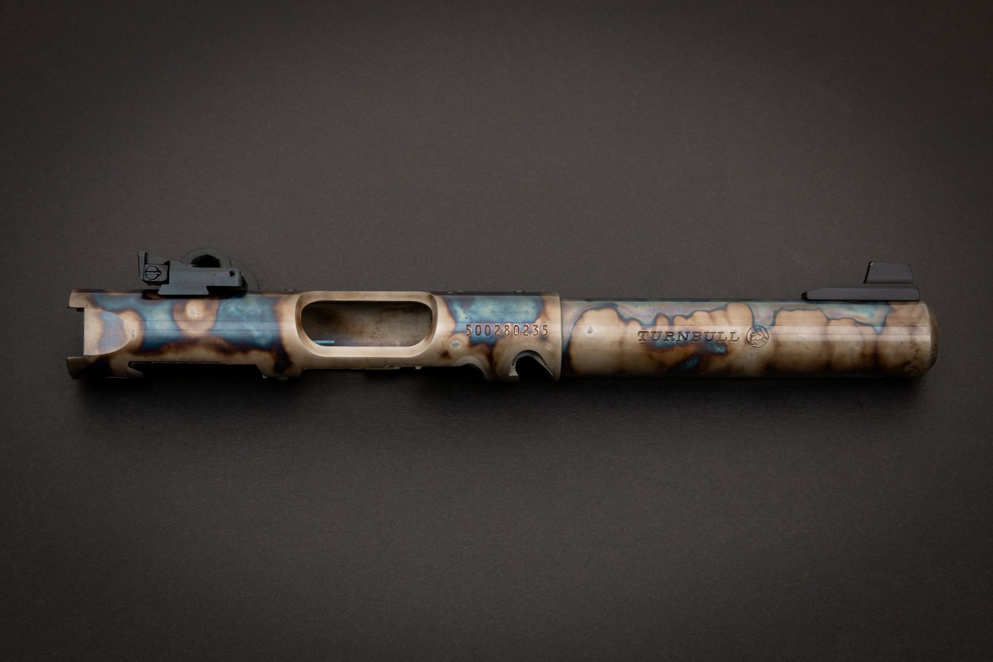 Photo of a color case hardened Ruger Mark IV barrel by Turnbull Restoration of Bloomfield, NY
