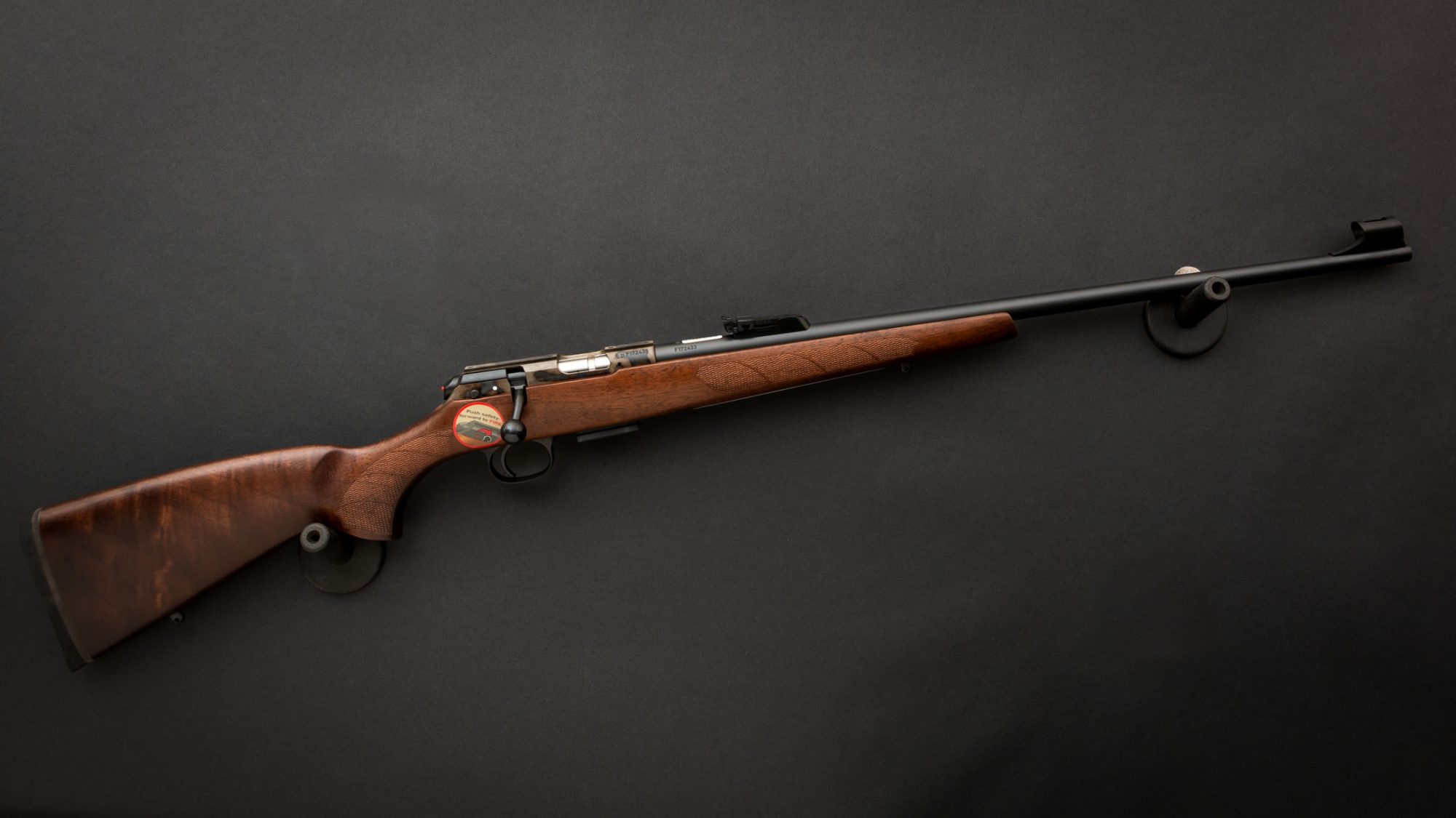 Photo of a CZ 457 Lux featuring bone charcoal color case hardening by Turnbull Restoration of Bloomfield, NY