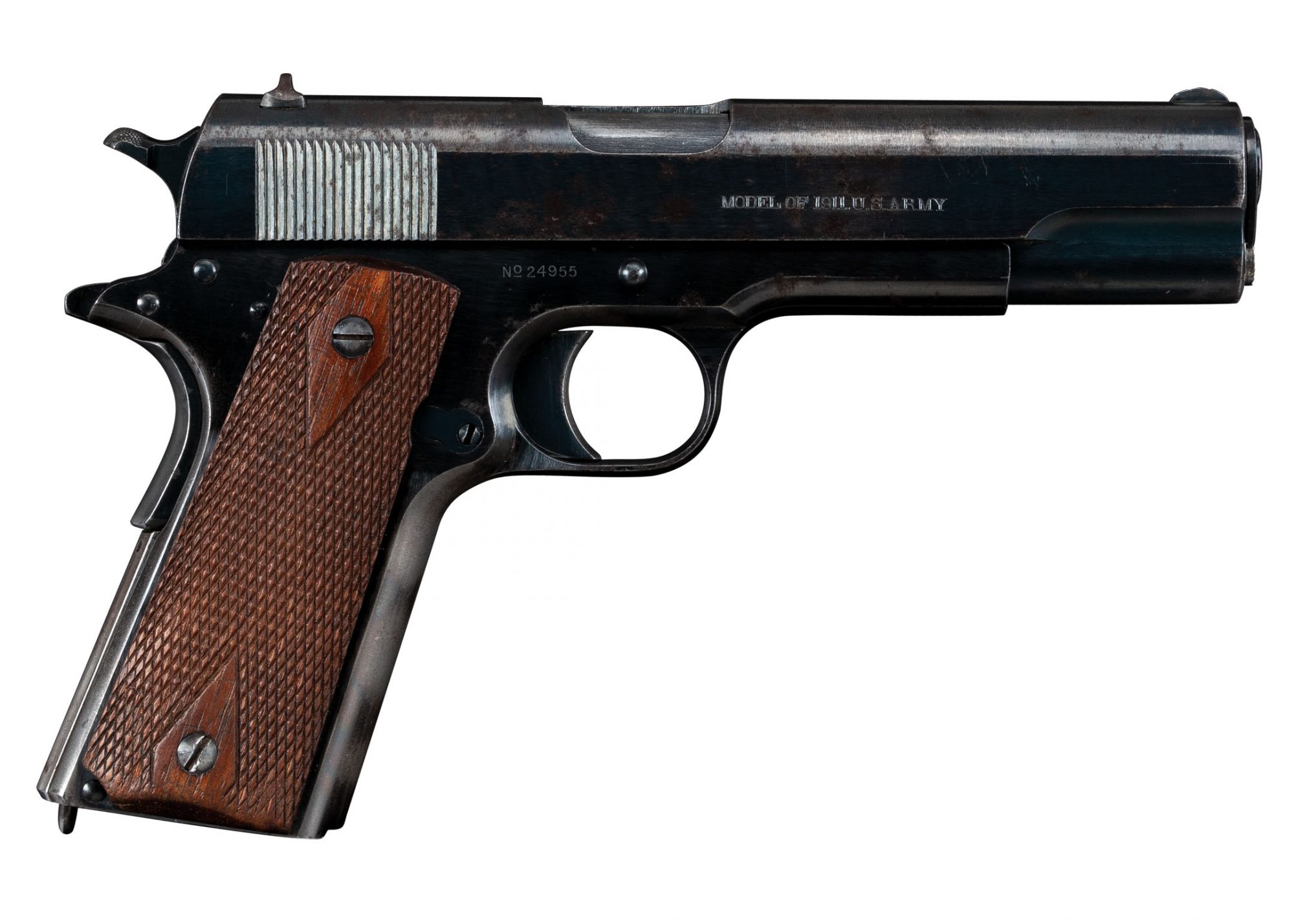 Photo of a Colt Model 1911 U.S. Army from 1913, before restoration services performed by Turnbull Restoration of Bloomfield, NY