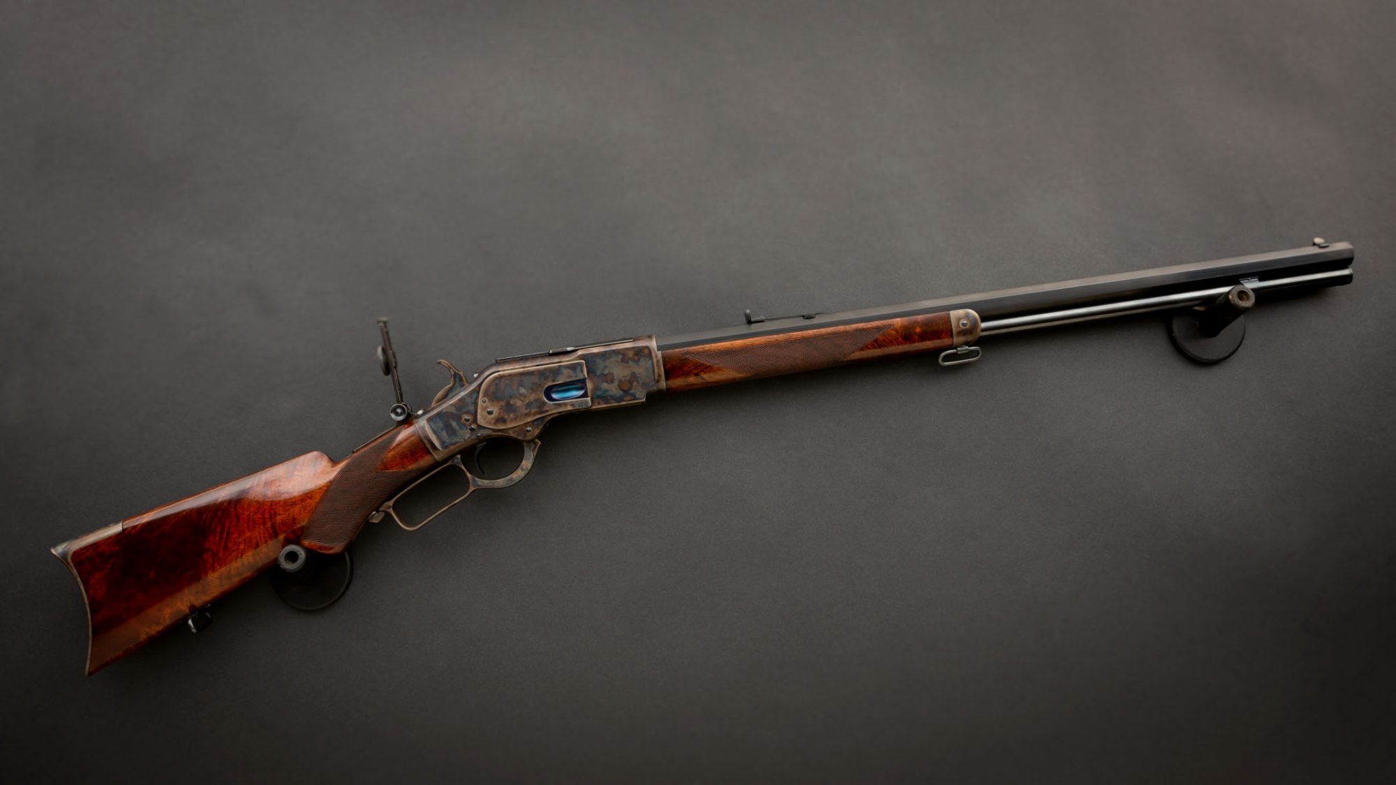 Photo of a Winchester Model 1873 shotgun from 1881, for sale by Turnbull Restoration Co. of Bloomfield, NY