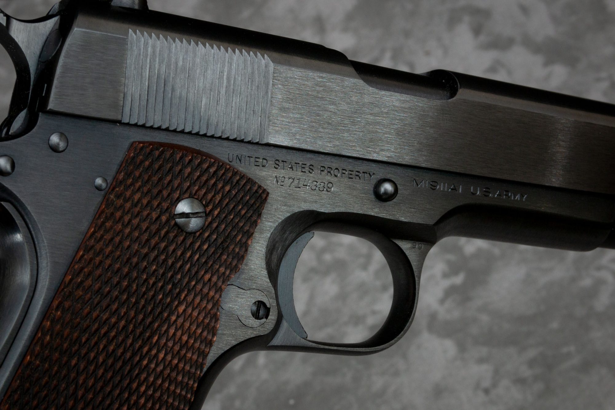 Photo of a Colt Model M1911 A1, restored by Turnbull Restoration Co. in 2012