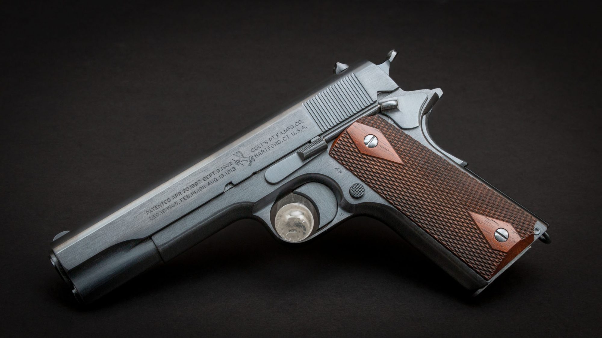Photo of a Colt Model of 1911 U.S. Army, restored by Turnbull Restoration Co.