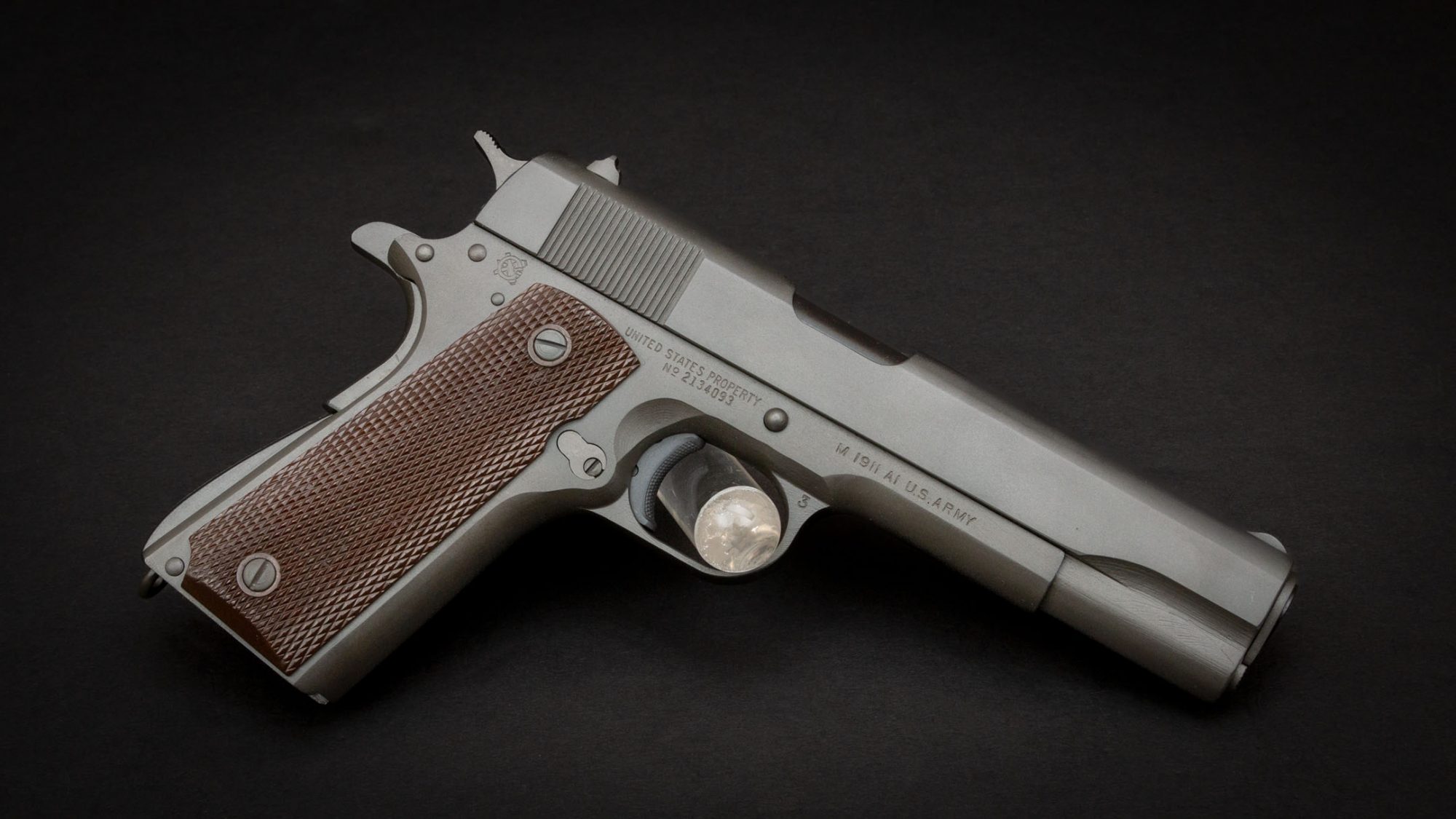 Photo of an Ithaca M1911 A1, restored by Turnbull Restoration Co.