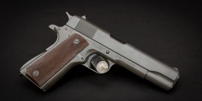 Photo of an Ithaca M1911 A1, restored by Turnbull Restoration Co.