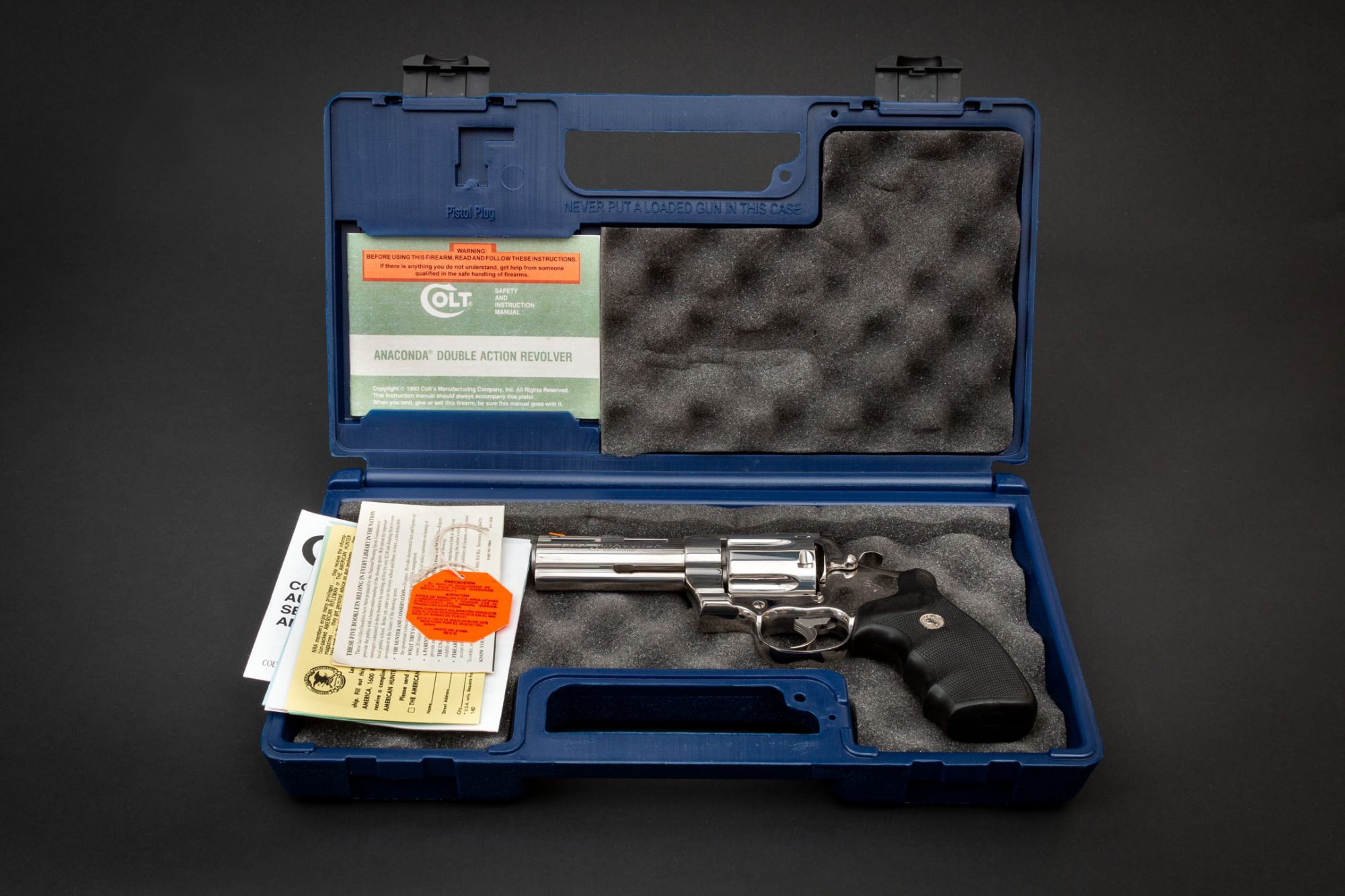 Photo of a stainless Colt Anaconda revolver, for sale by Turnbull Restoration of Bloomfield, NY