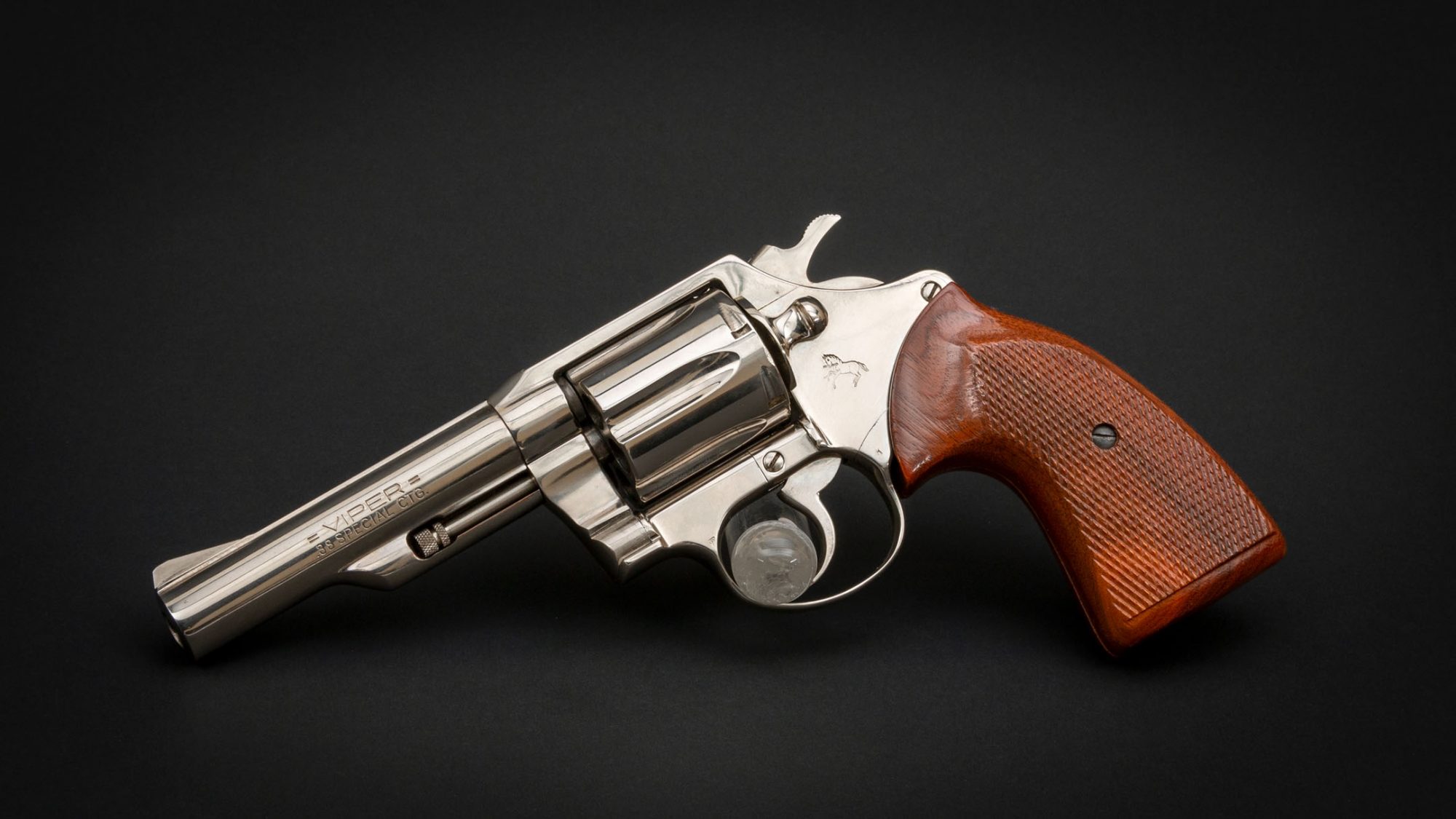 Photo of a nickel plated Colt Viper revolver, for sale by Turnbull Restoration of Bloomfield, NY