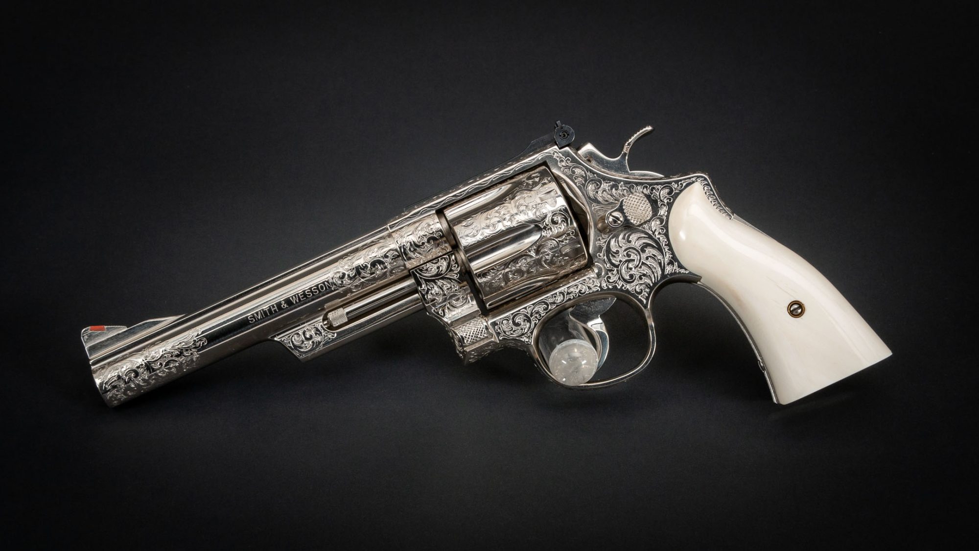 Photo of a Smith & Wesson Model 29-3 revolver engraved by Ralph W. Ingle, for sale by Turnbull Restoration of Bloomfield, NY