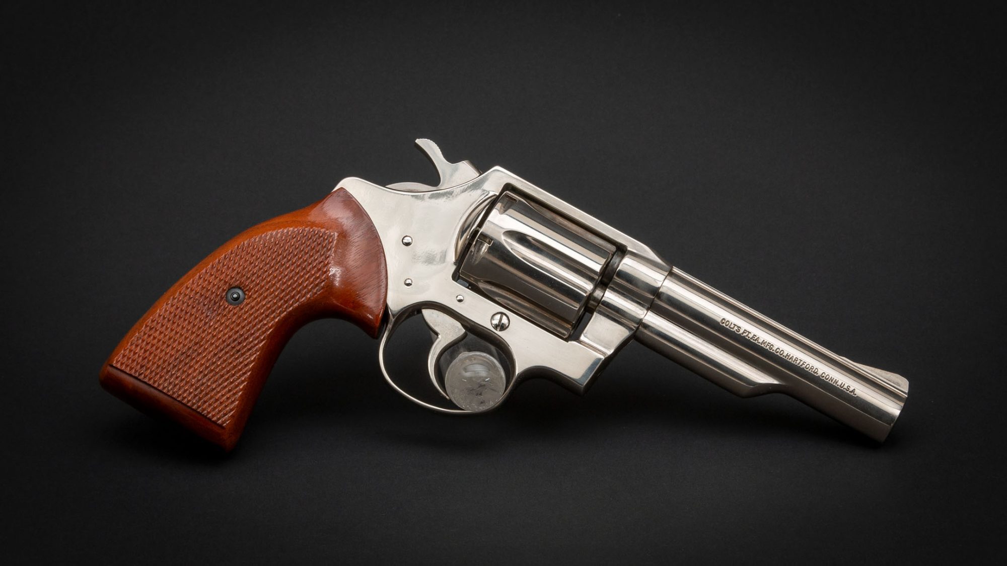 Photo of a nickel plated Colt Viper revolver, for sale by Turnbull Restoration of Bloomfield, NY