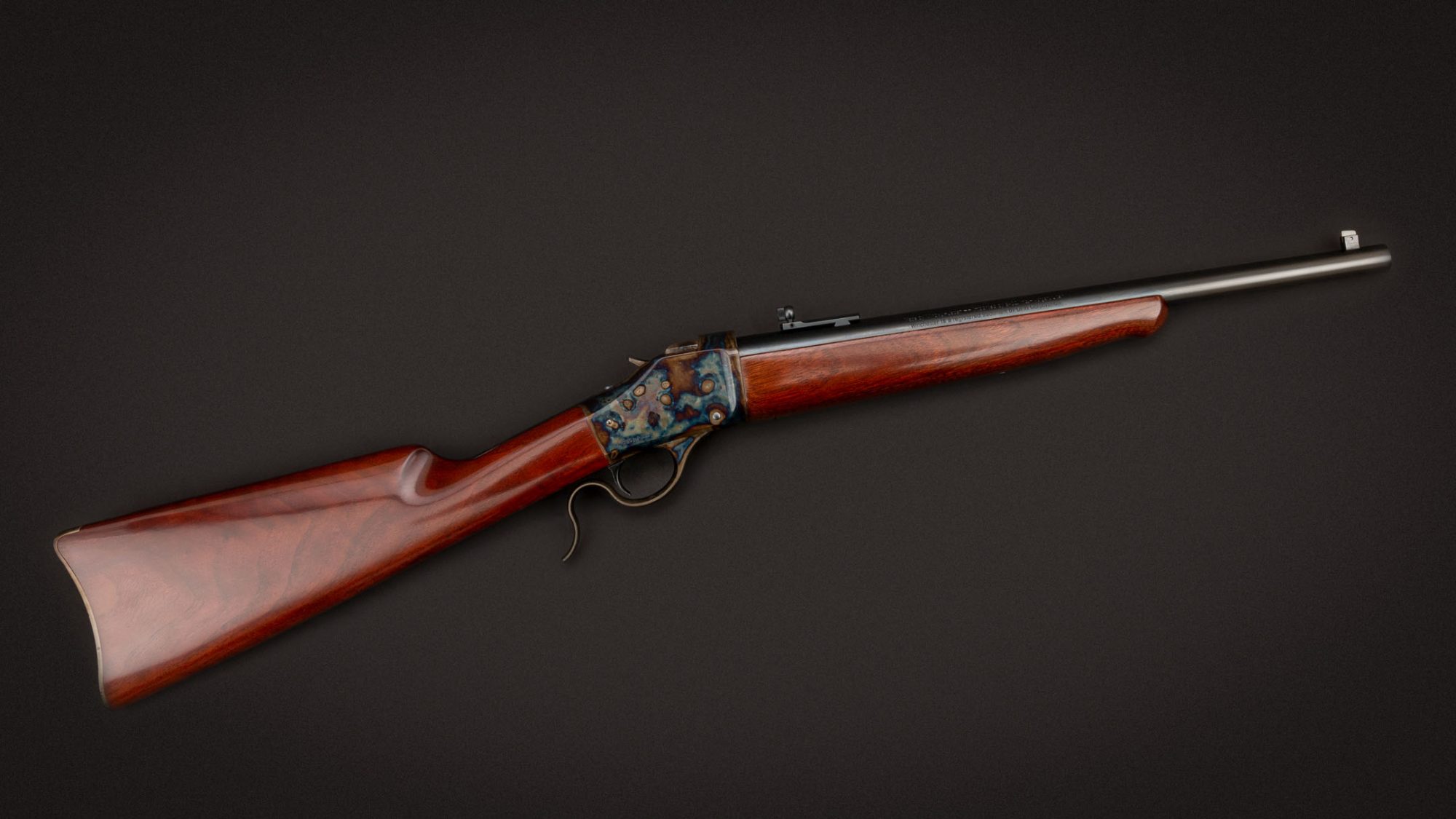 Winchester Model 1885 Trapper High Wall in .30-40 Krag featuring Turnbull metal and wood finishes, for sale by Turnbull Restoration Co. of Bloomfield, NY