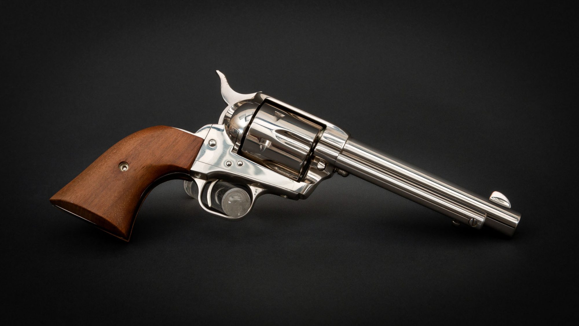 Nickel plated Colt SAA revolver in .357 Magnum, for sale by Turnbull Restoration Co. of Bloomfield, NY