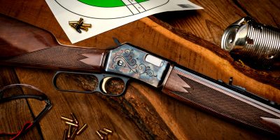 Browning BL-22 Grade II Octagon, hand-engraved and case-colored by Turnbull Restoration Co.