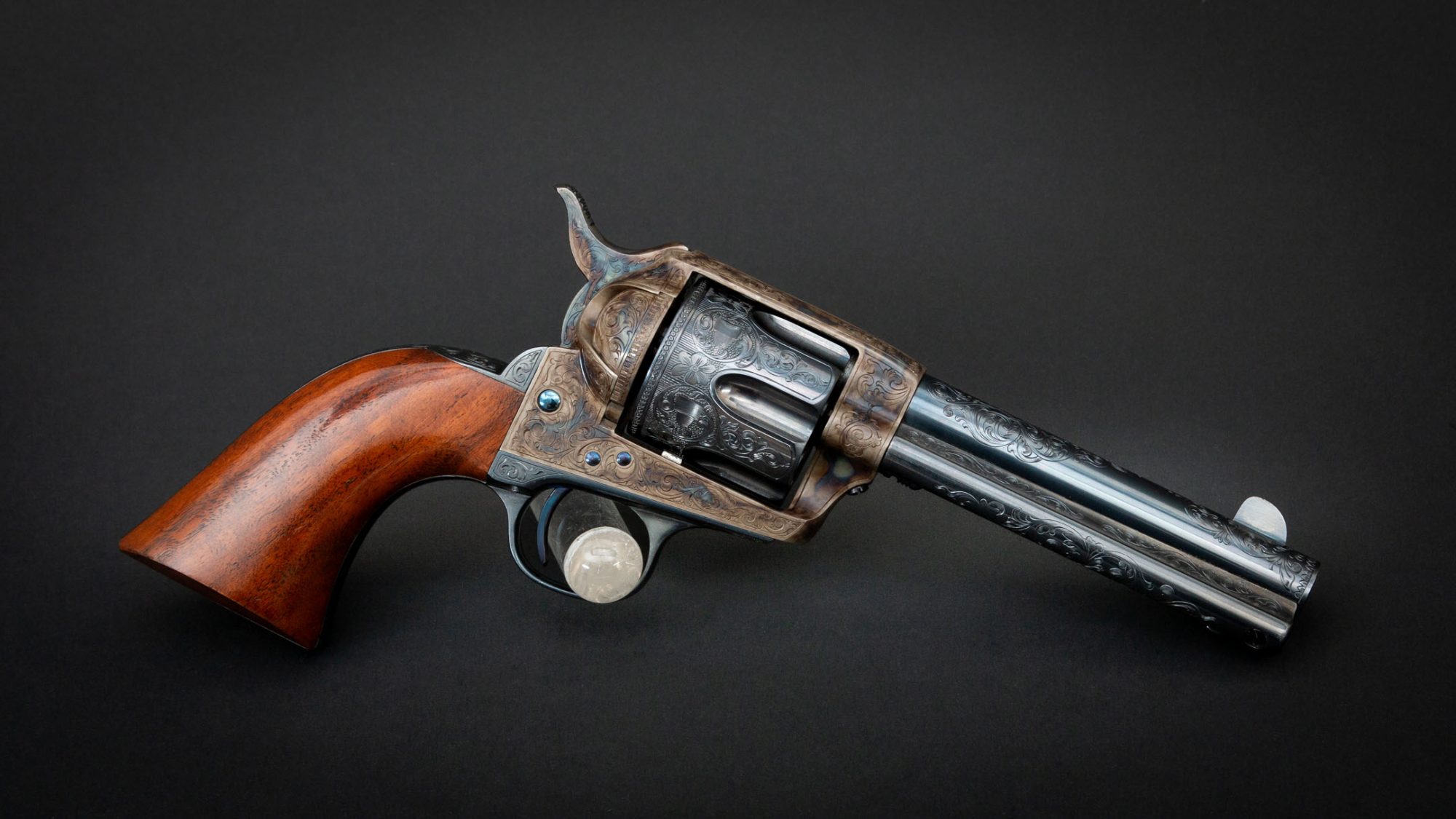 Colt SAA revolver in .45 Colt engraved by Lee Griffiths, for sale by Turnbull Restoration Co. of Bloomfield, NY