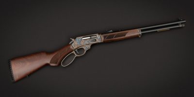 Color case hardened Henry Side Loading Gate rifle, featuring bone charcoal color case hardening by Turnbull Restoration of Bloomfield, NY